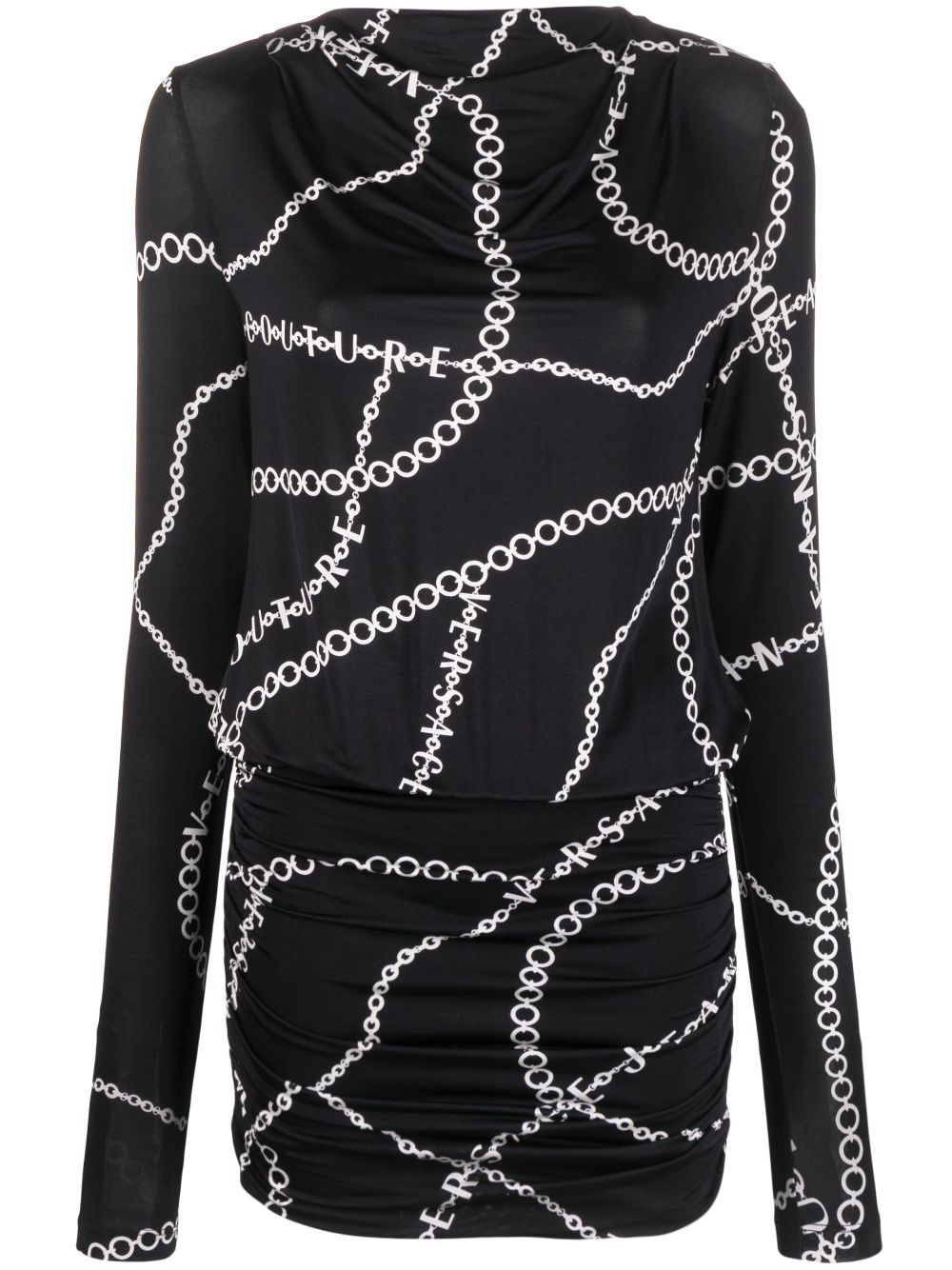 Versace Jeans Couture Necklace-print open-back minidress - Black von Versace Jeans Couture