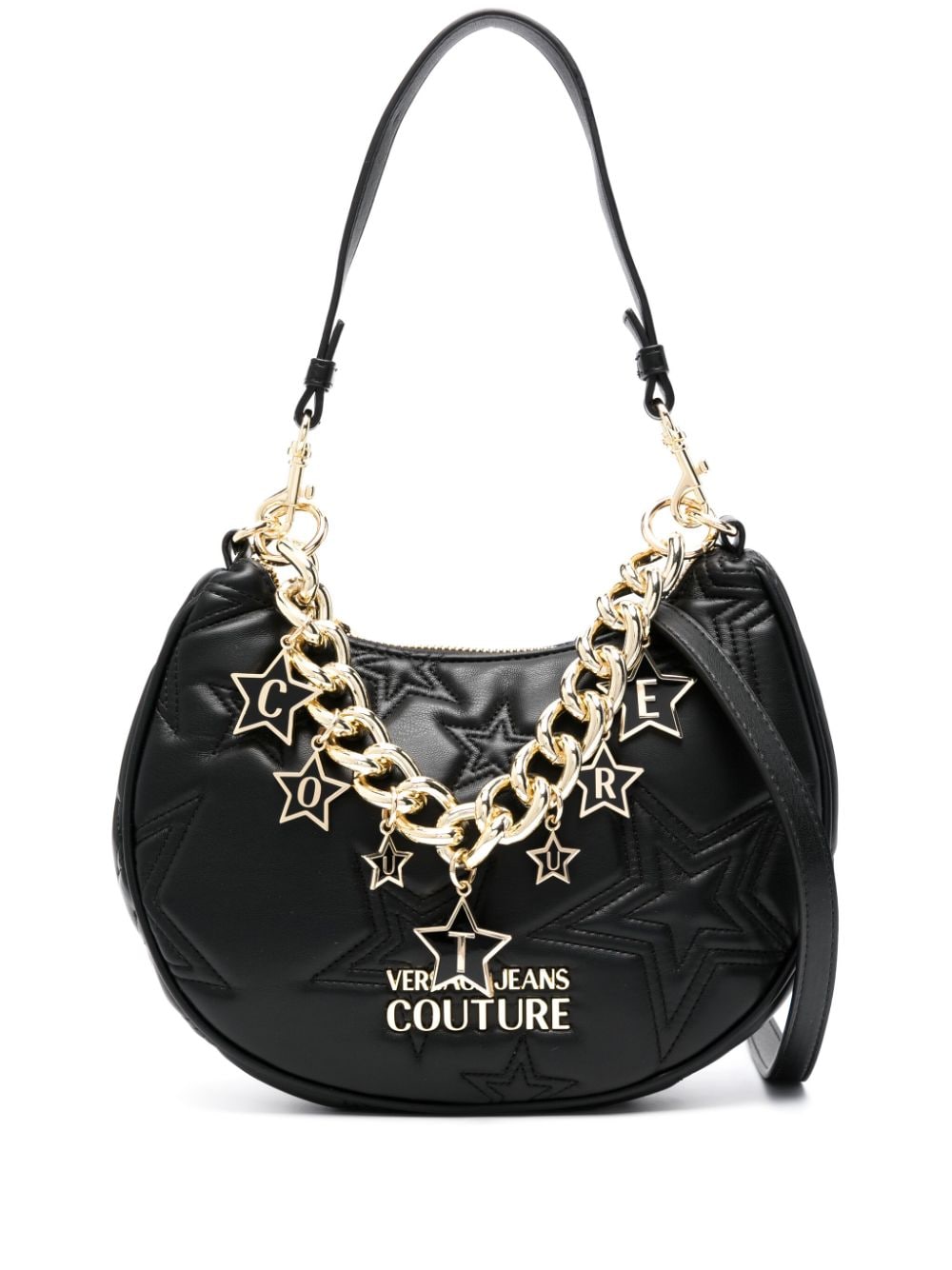 Versace Jeans Couture Stars-logo leather shoulder bag - Black von Versace Jeans Couture