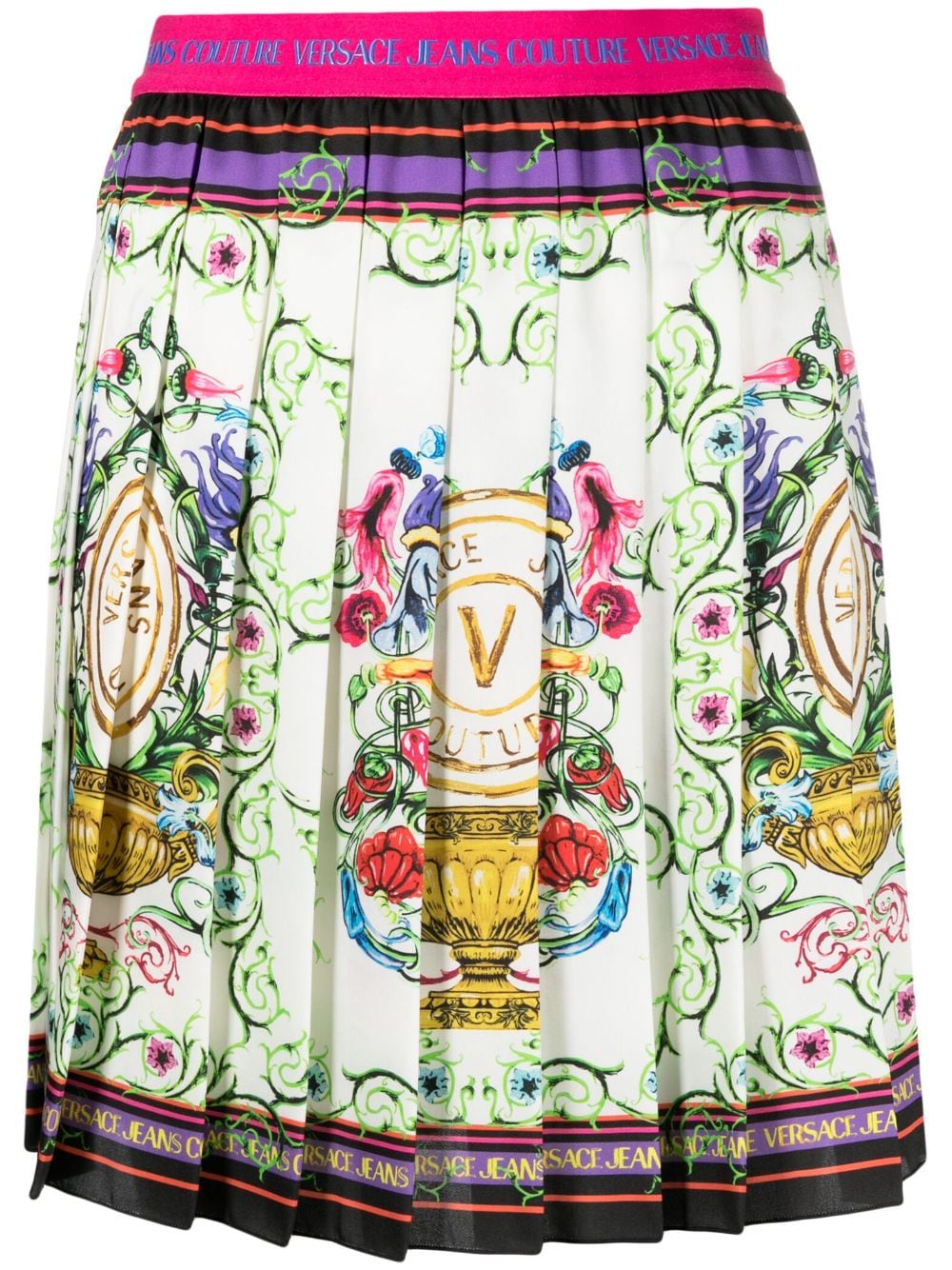 Versace Jeans Couture V-Emblem Garden miniskirt - White von Versace Jeans Couture