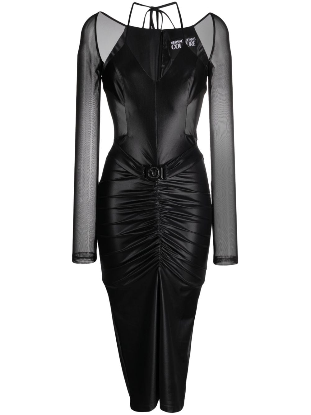 Versace Jeans Couture V-Emblem cut-out midi dress - Black von Versace Jeans Couture