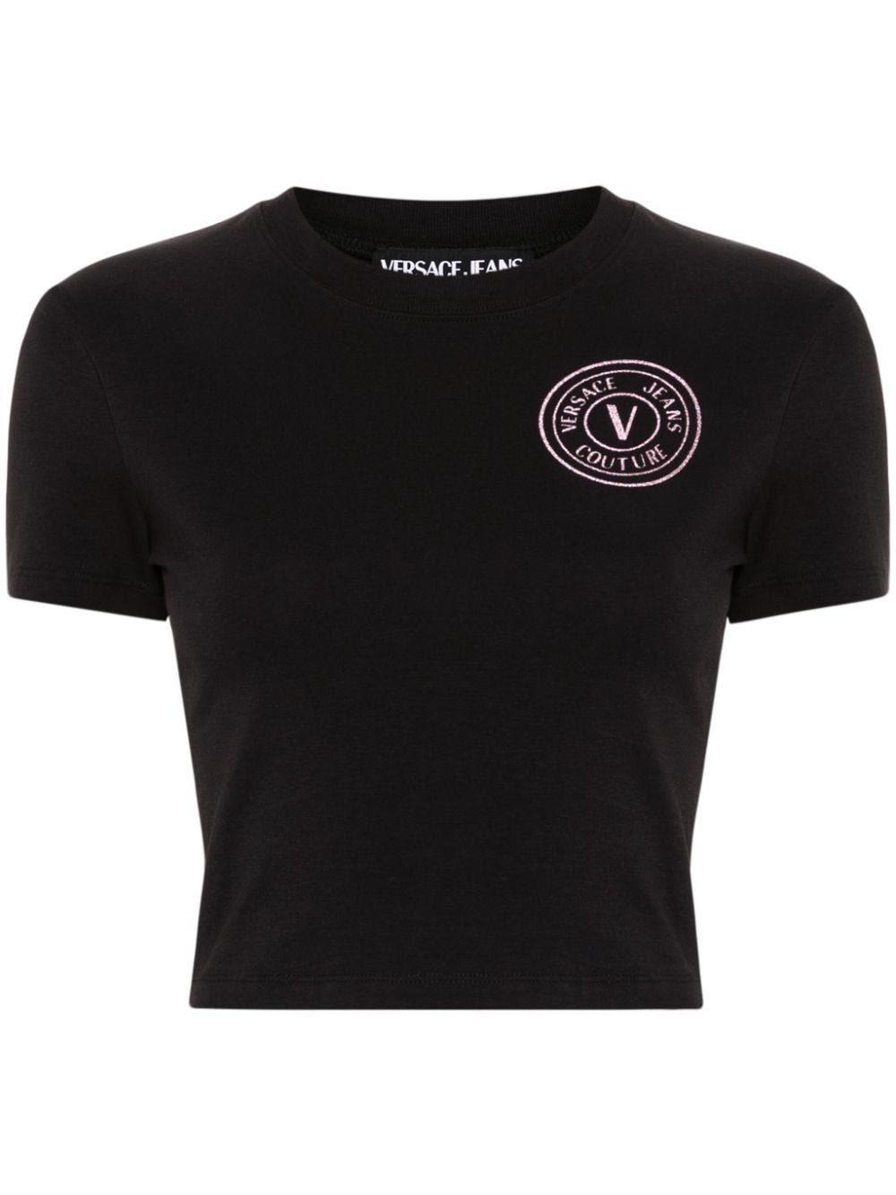 Versace Jeans Couture V-Emblem glittered T-shirt - Black von Versace Jeans Couture