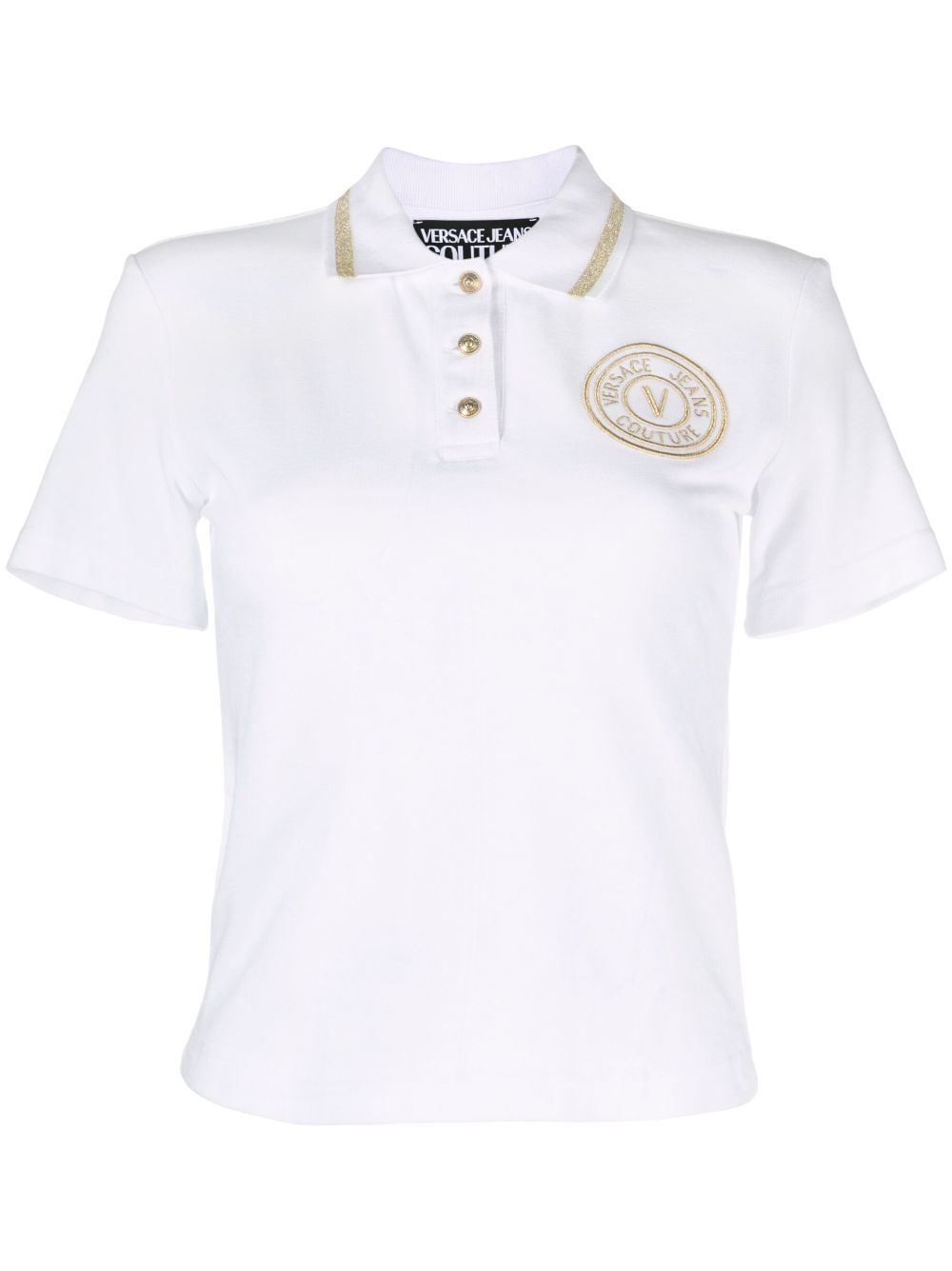 Versace Jeans Couture V-Emblem polo top - White von Versace Jeans Couture