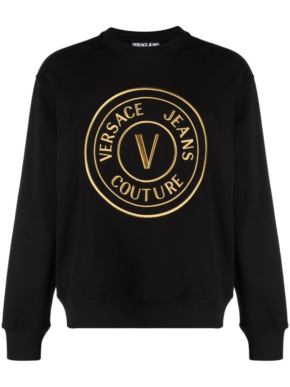 Versace Jeans Couture V-emblem embroidered sweatshirt - Black von Versace Jeans Couture