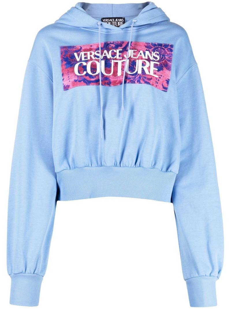 Versace Jeans Couture logo-print cotton hoodie - Blue von Versace Jeans Couture