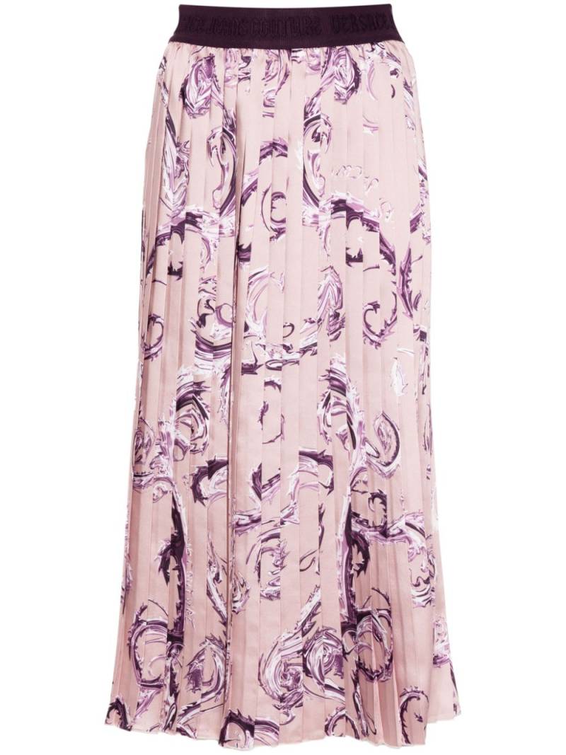 Versace Jeans Couture Watercolor Couture-print midi skirt - Pink von Versace Jeans Couture