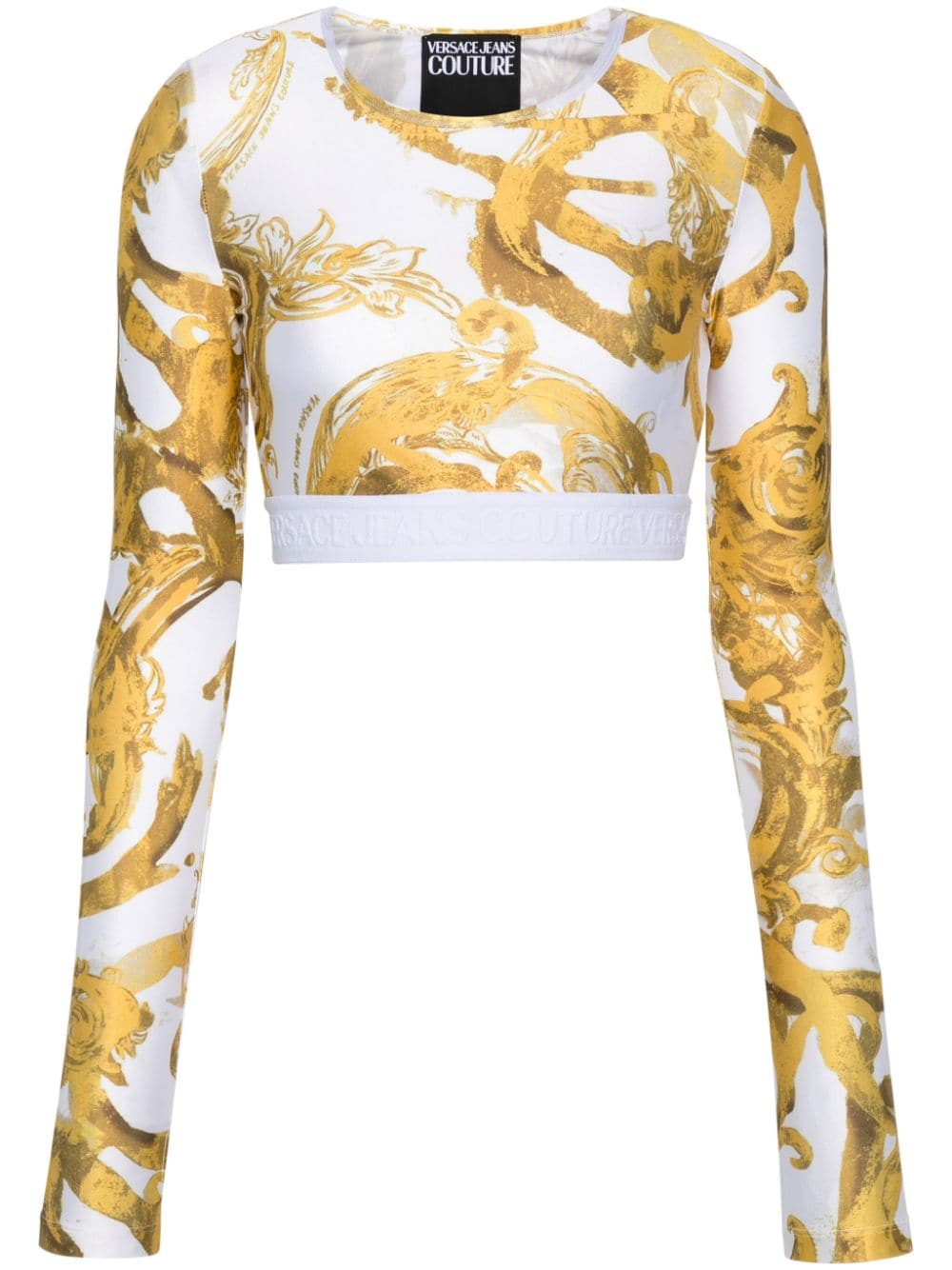 Versace Jeans Couture Watercolour Couture crop top - White von Versace Jeans Couture
