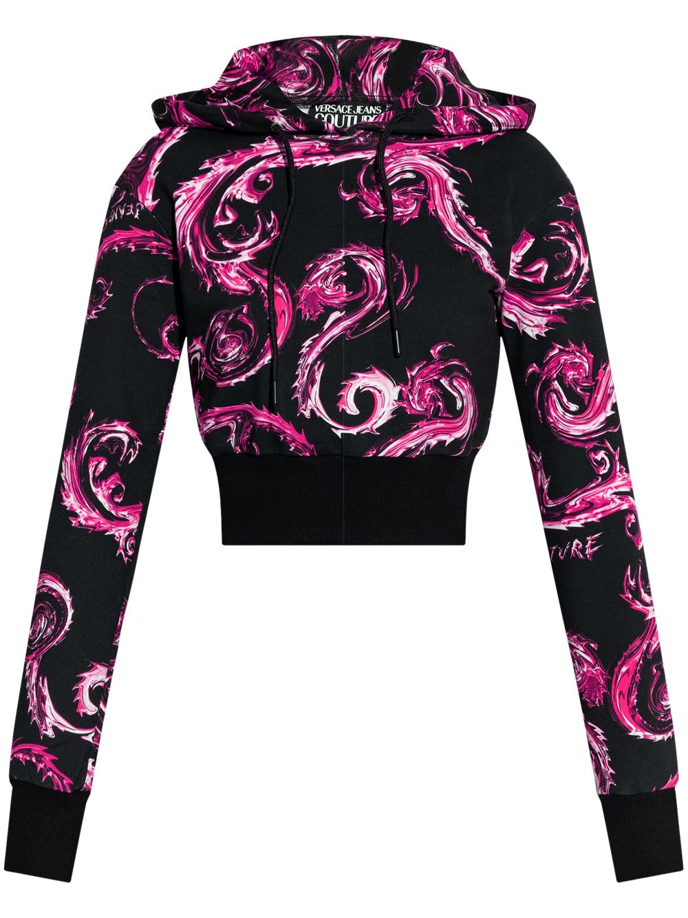 Versace Jeans Couture Watercolour Couture cropped hoodie - Black von Versace Jeans Couture