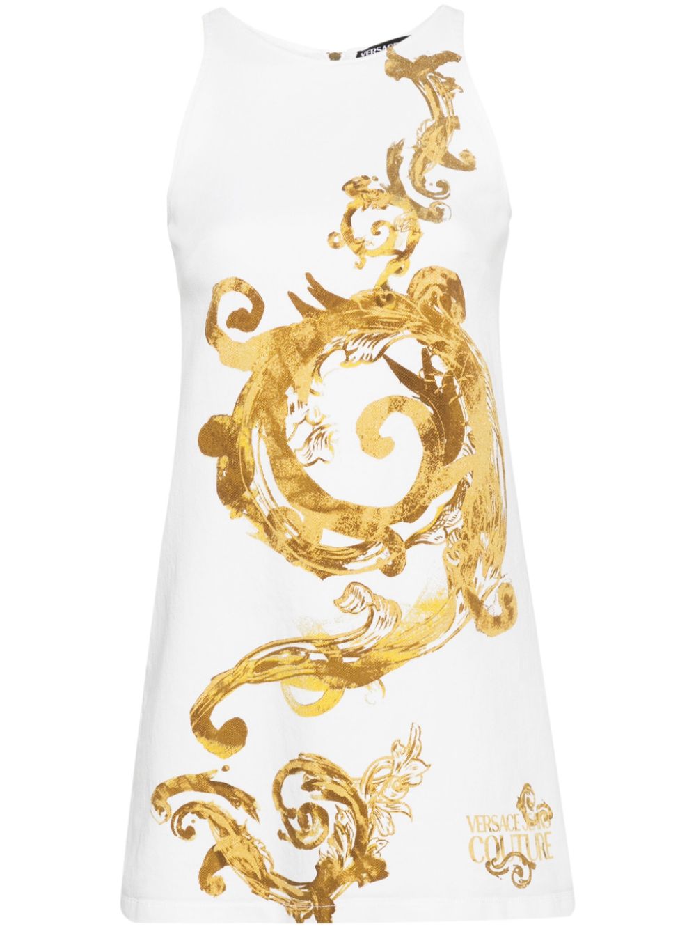 Versace Jeans Couture Watercolour Couture denim mini dress - White von Versace Jeans Couture