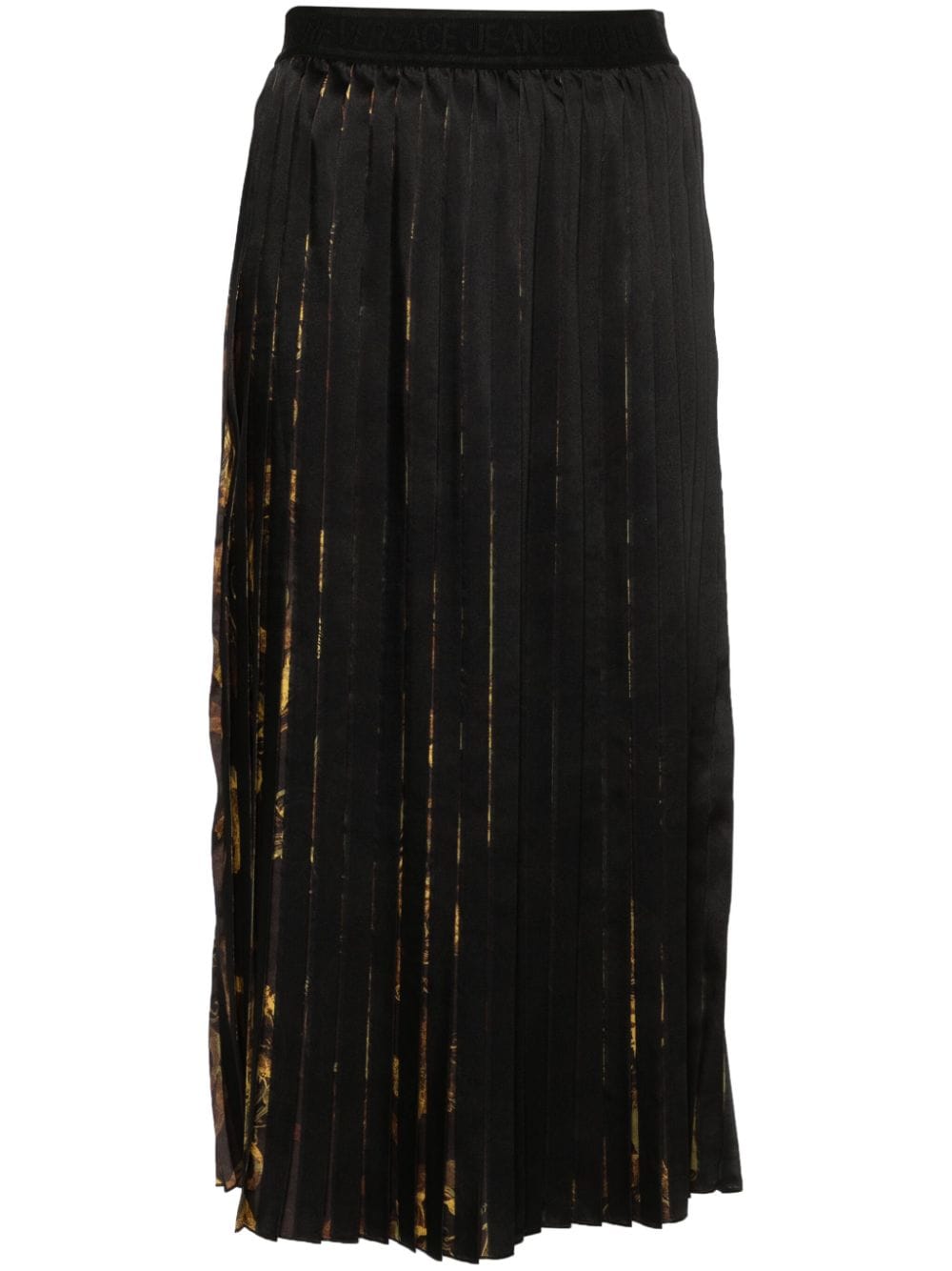 Versace Jeans Couture Watercolour Couture pleated midi skirt - Black von Versace Jeans Couture
