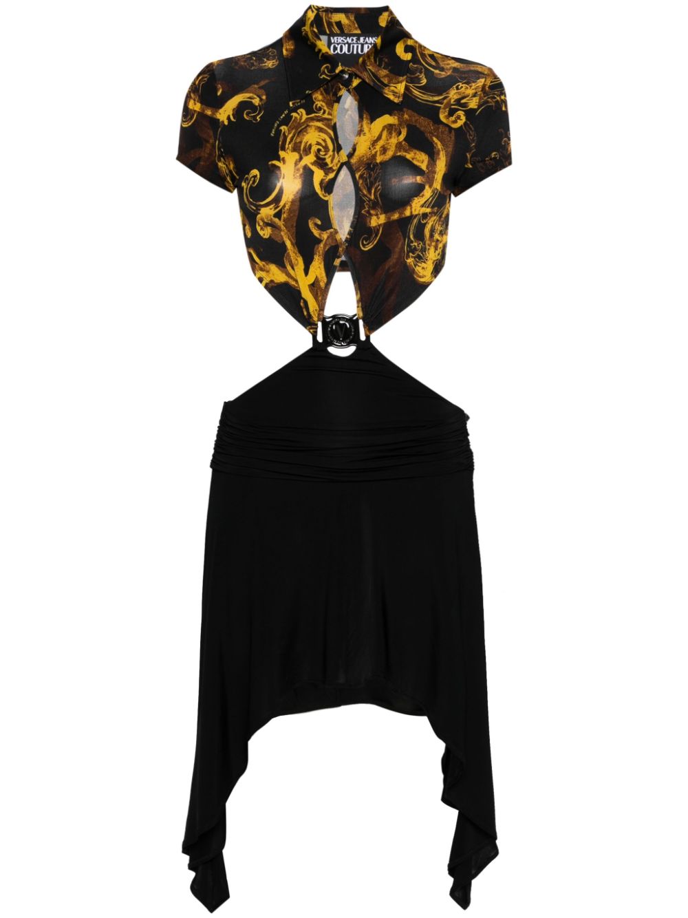 Versace Jeans Couture Watercolour Couture-print asymmetric dress - Black von Versace Jeans Couture