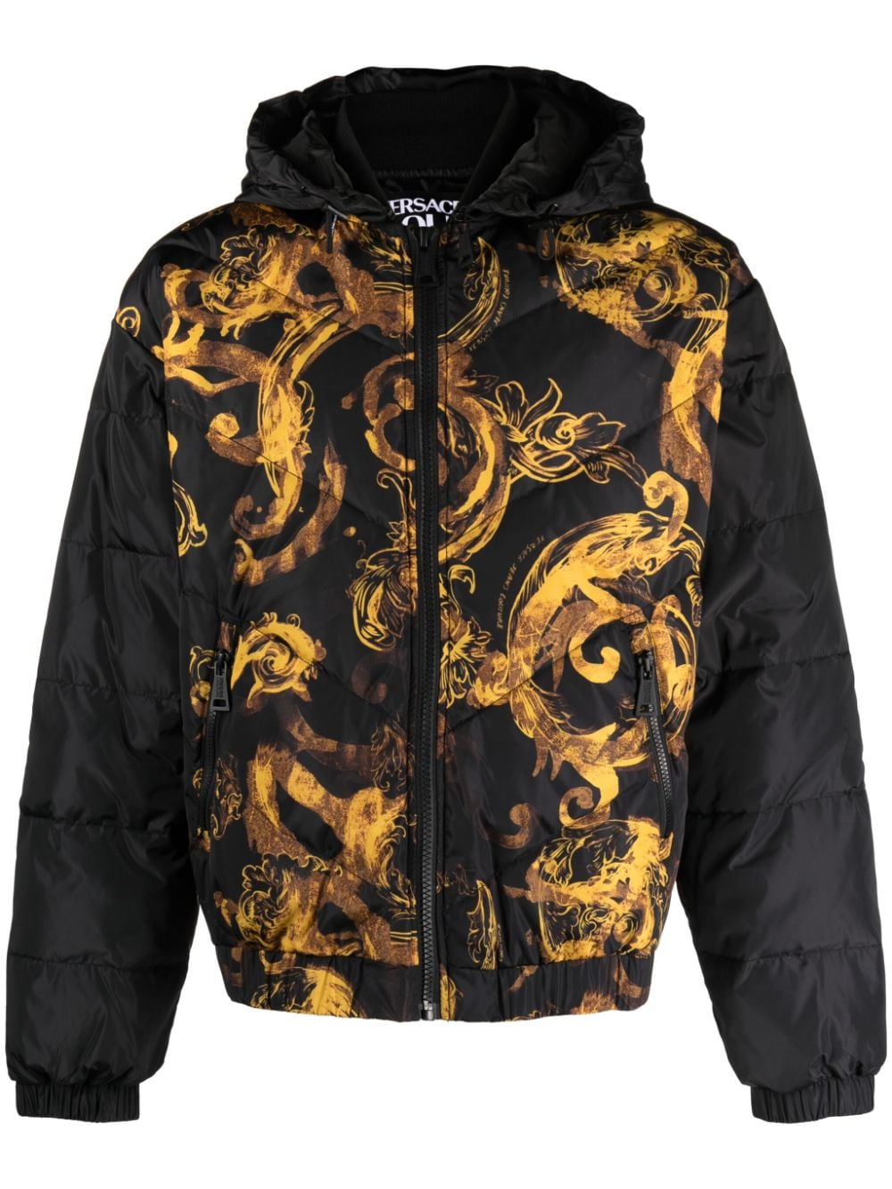 Versace Jeans Couture Watercolour Couture printed puffer jacket - Black von Versace Jeans Couture