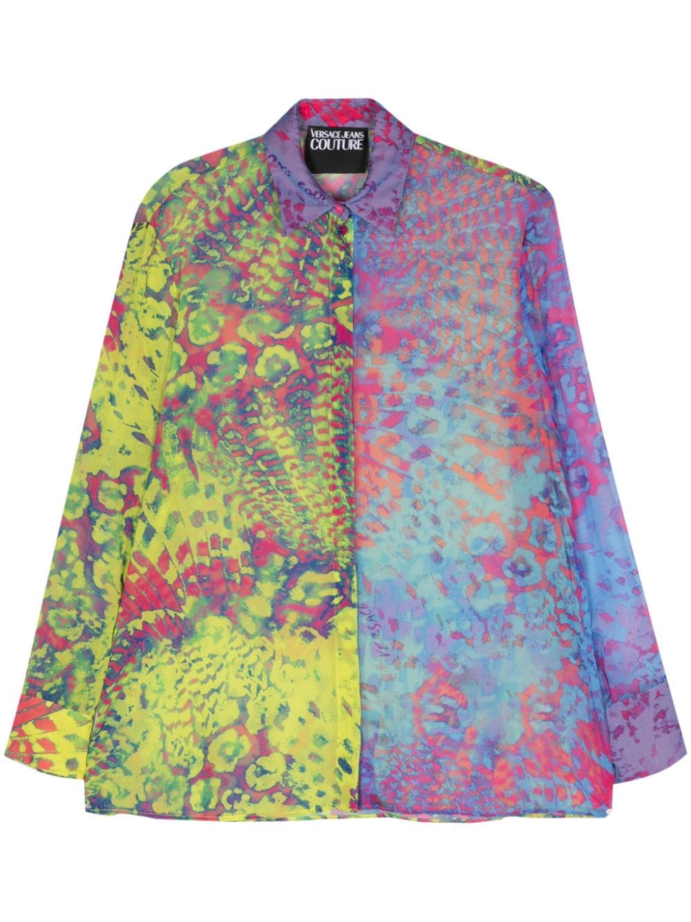 Versace Jeans Couture abstract-print sheer shirt - Blue von Versace Jeans Couture