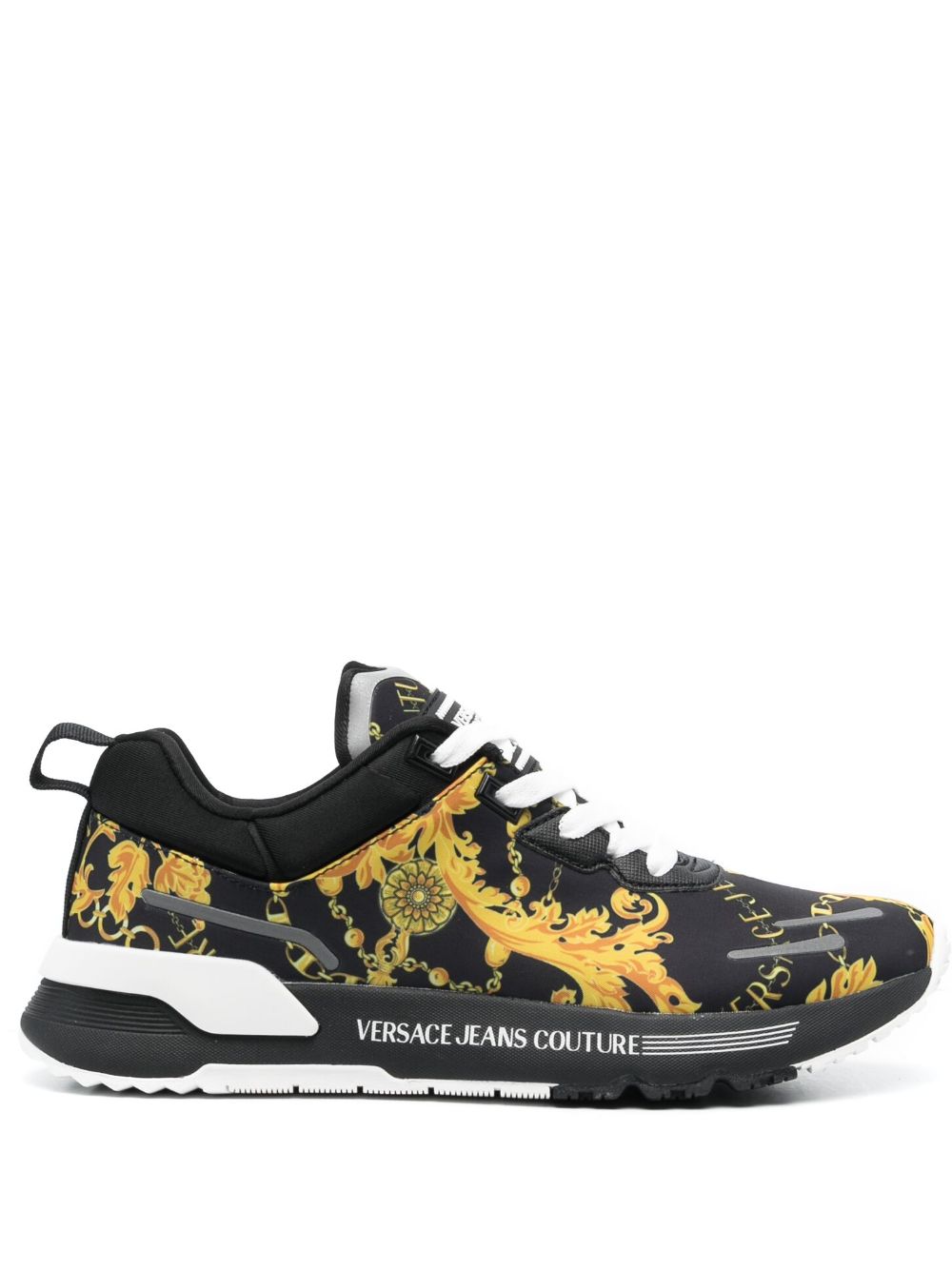 Versace Jeans Couture baroque-pattern low-top sneakers - Black von Versace Jeans Couture