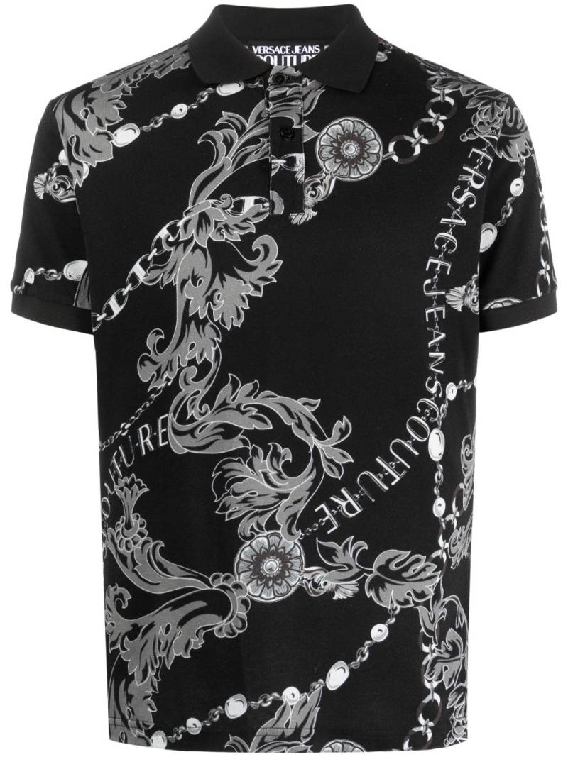 Versace Jeans Couture baroque-pattern print polo shirt - Black von Versace Jeans Couture