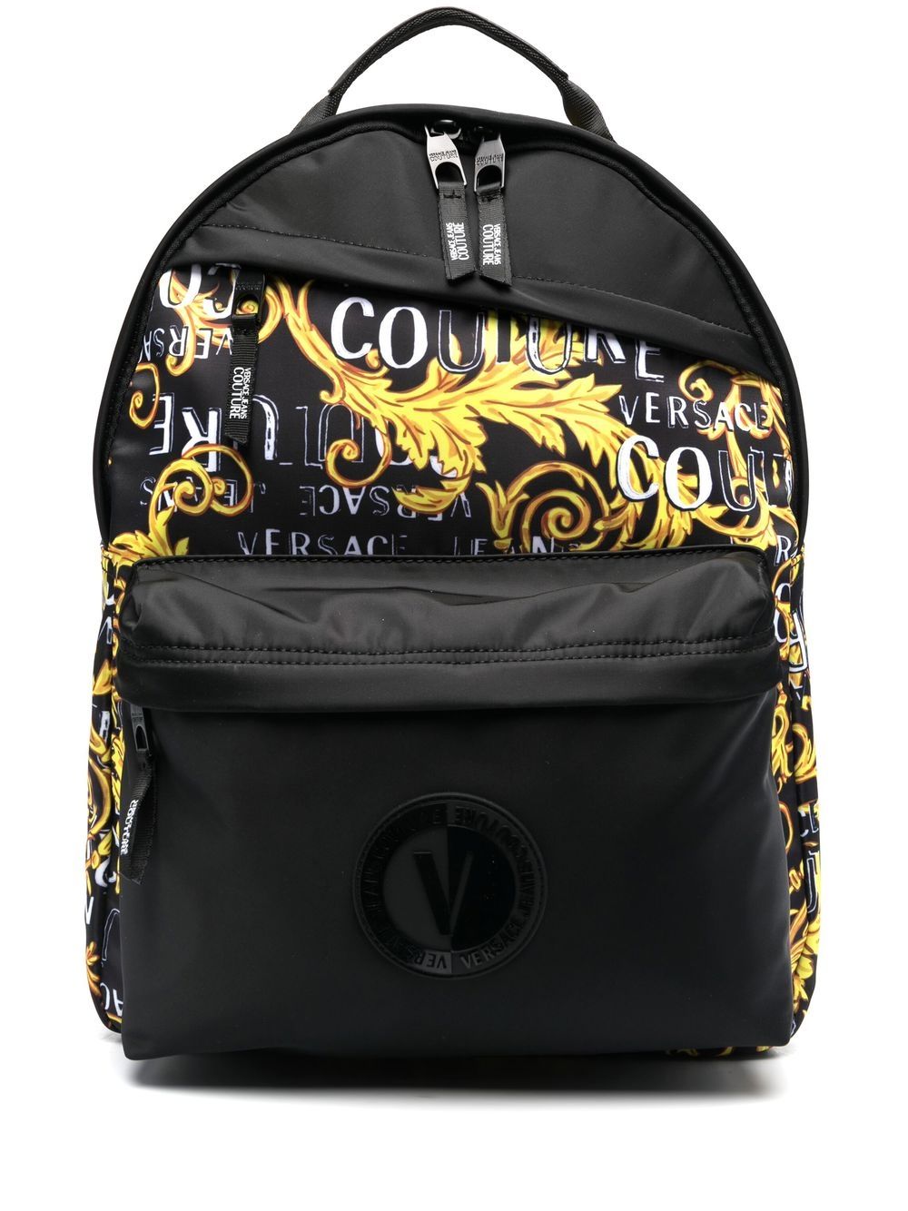 Versace Jeans Couture baroque pattern-print zip-up backpack - Black von Versace Jeans Couture