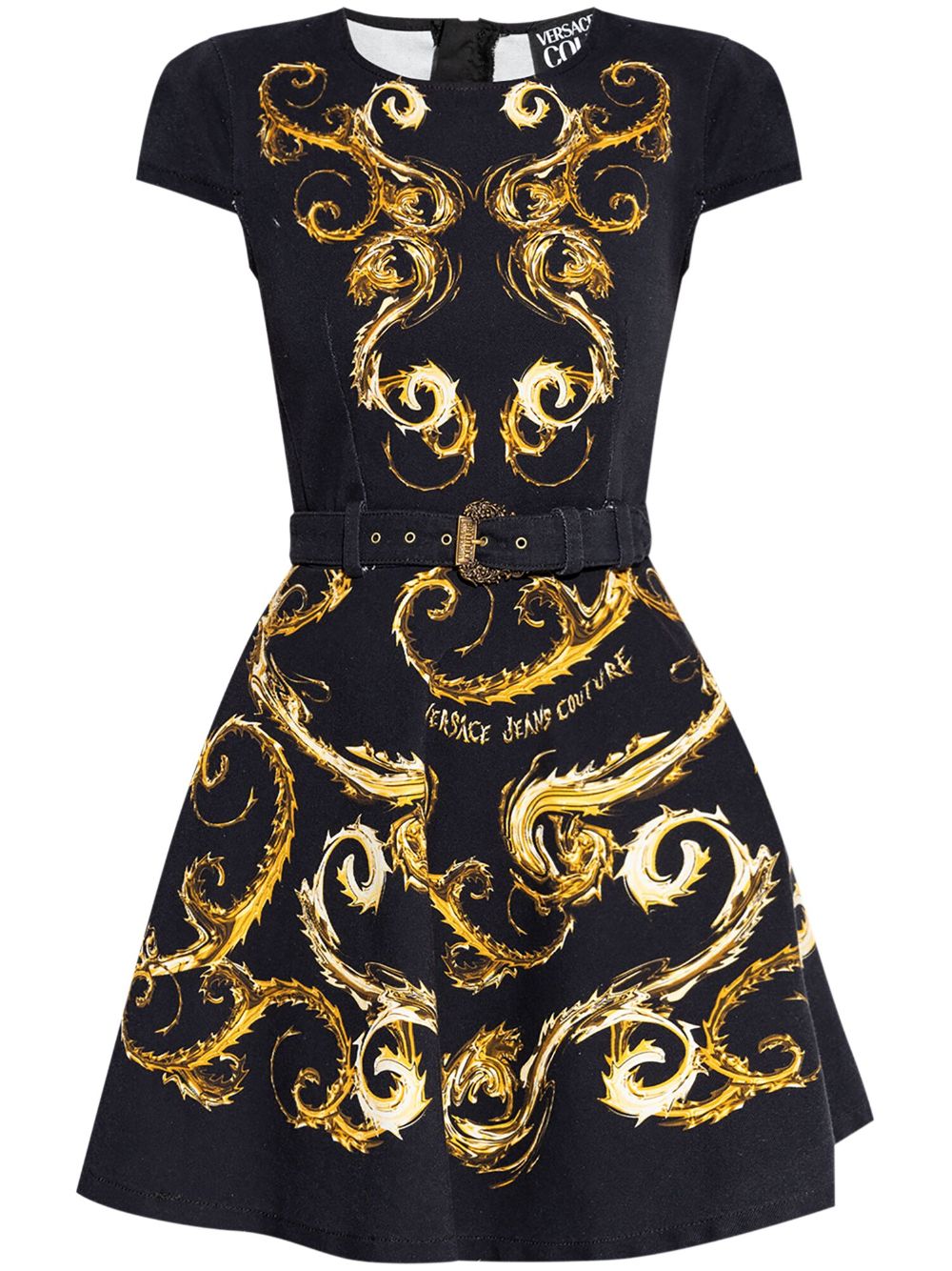 Versace Jeans Couture baroque-print belted dress - Black von Versace Jeans Couture