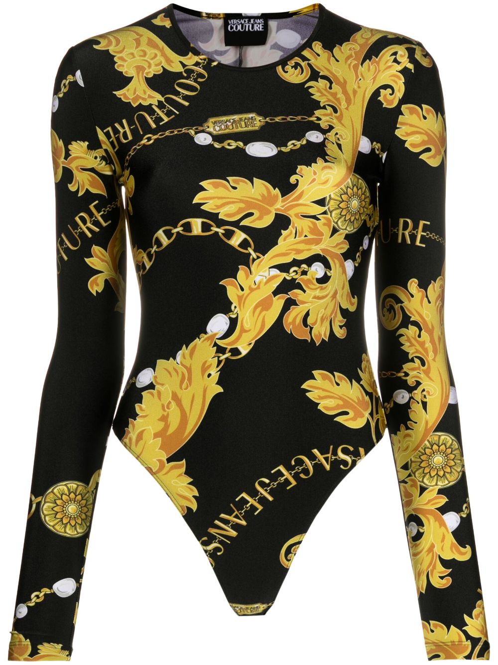 Versace Jeans Couture baroque-print bodysuit - Black von Versace Jeans Couture