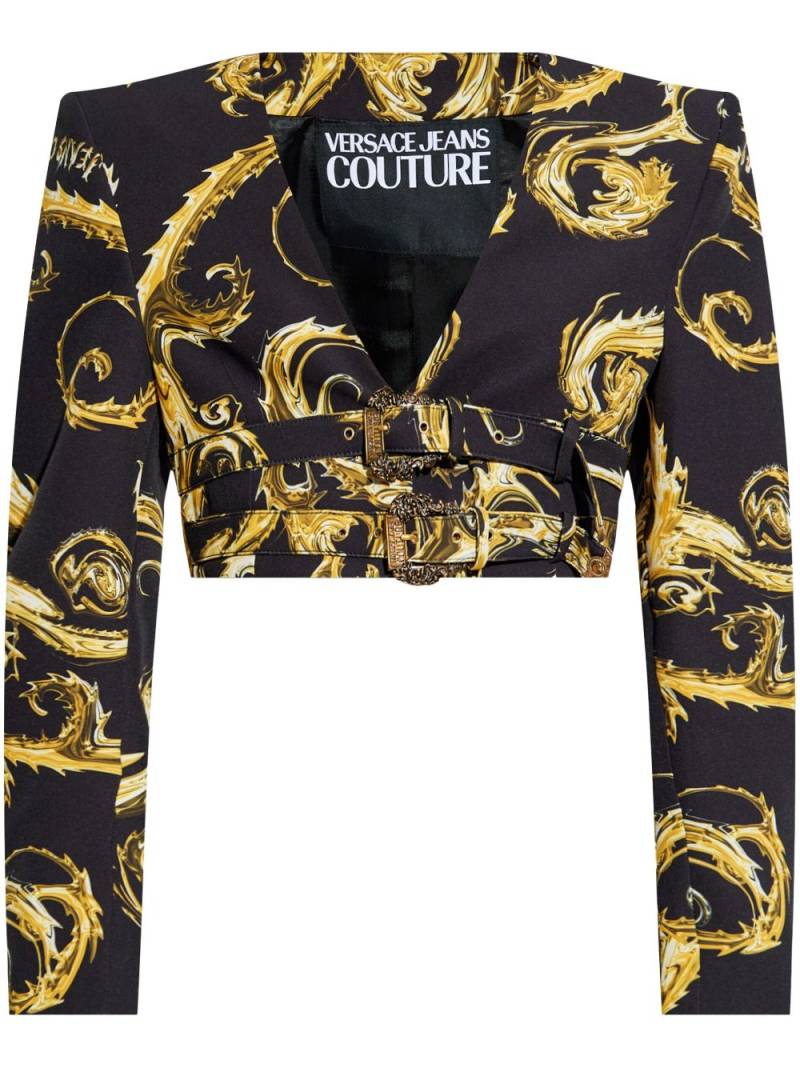 Versace Jeans Couture baroque-print cropped jacket - Black von Versace Jeans Couture