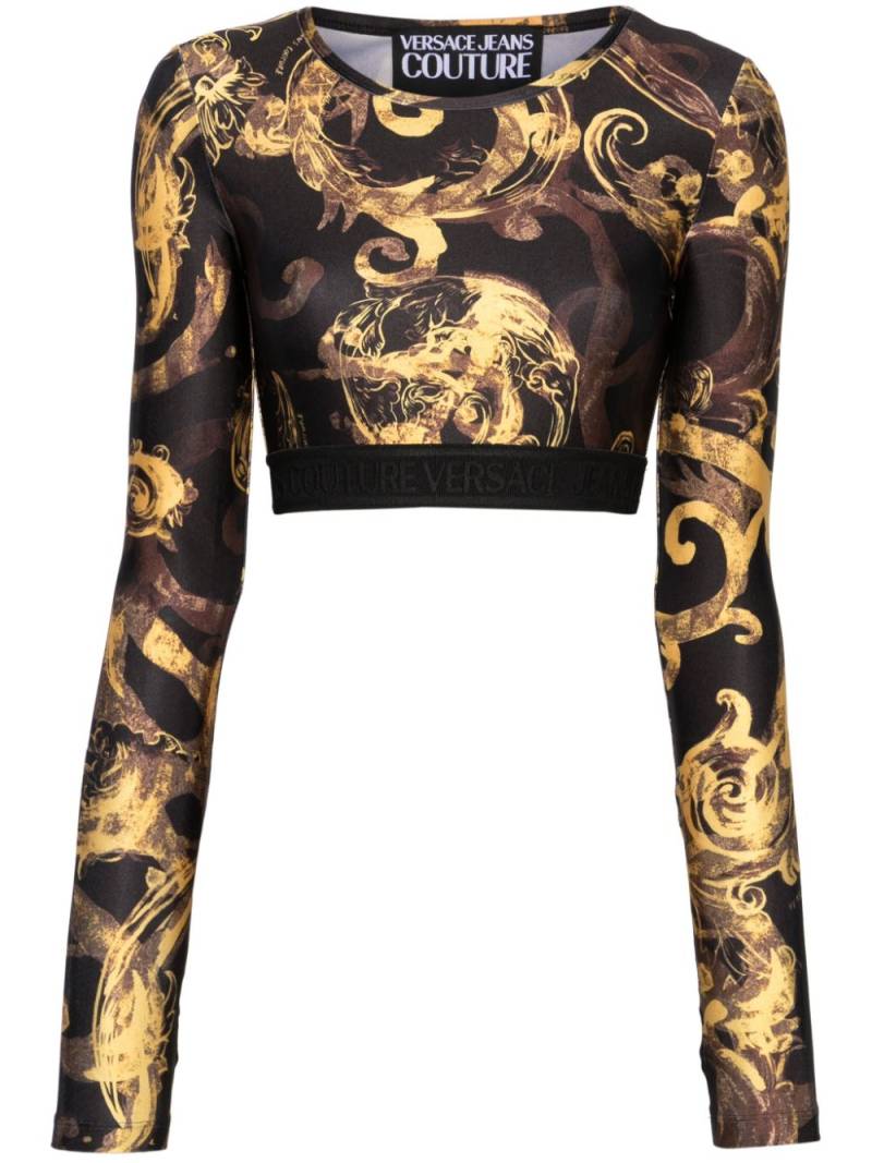 Versace Jeans Couture baroque-print cropped top - Black von Versace Jeans Couture