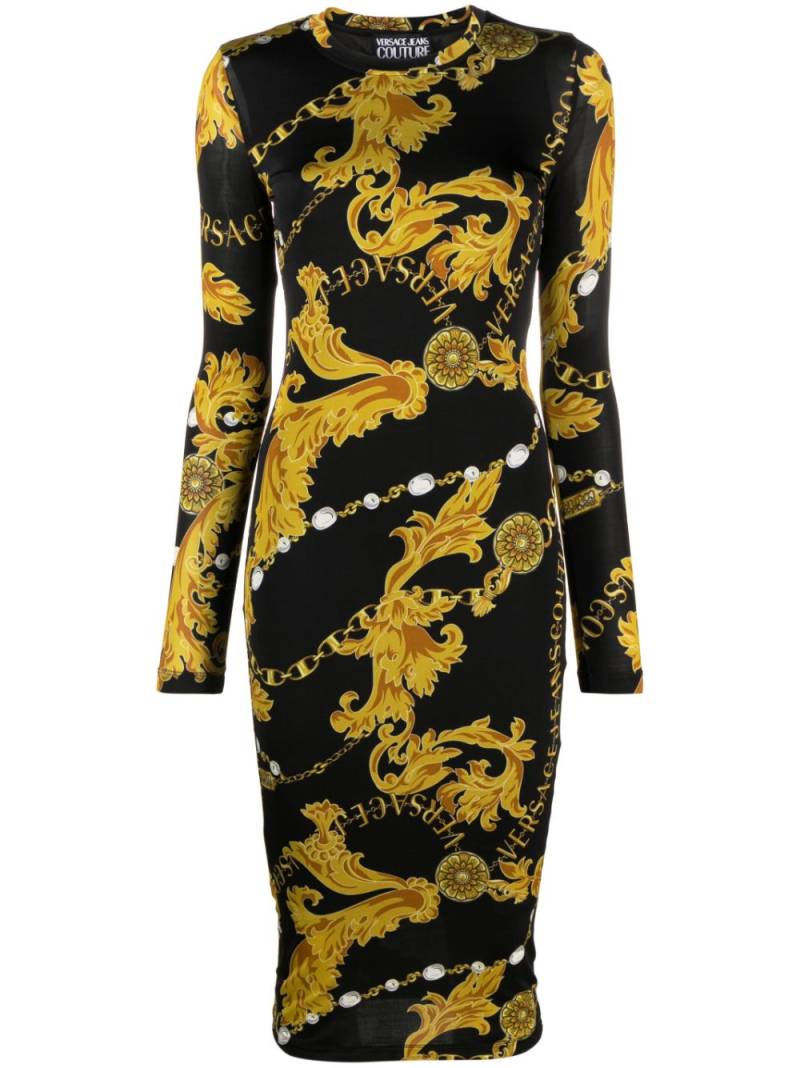 Versace Jeans Couture baroque-print midi dress - Black von Versace Jeans Couture