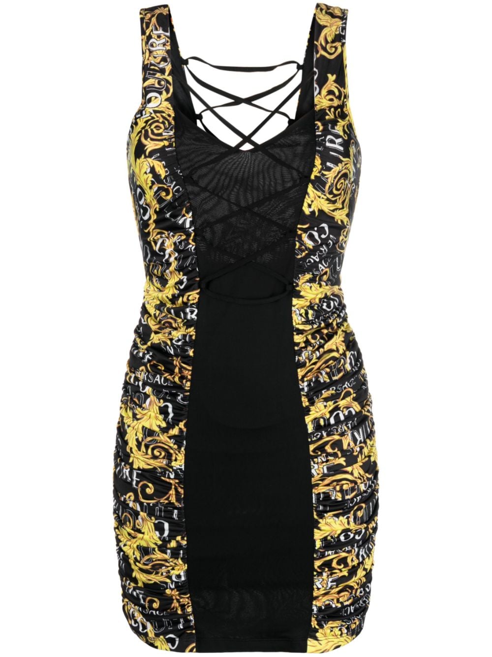 Versace Jeans Couture baroque-print mini dress - Black von Versace Jeans Couture