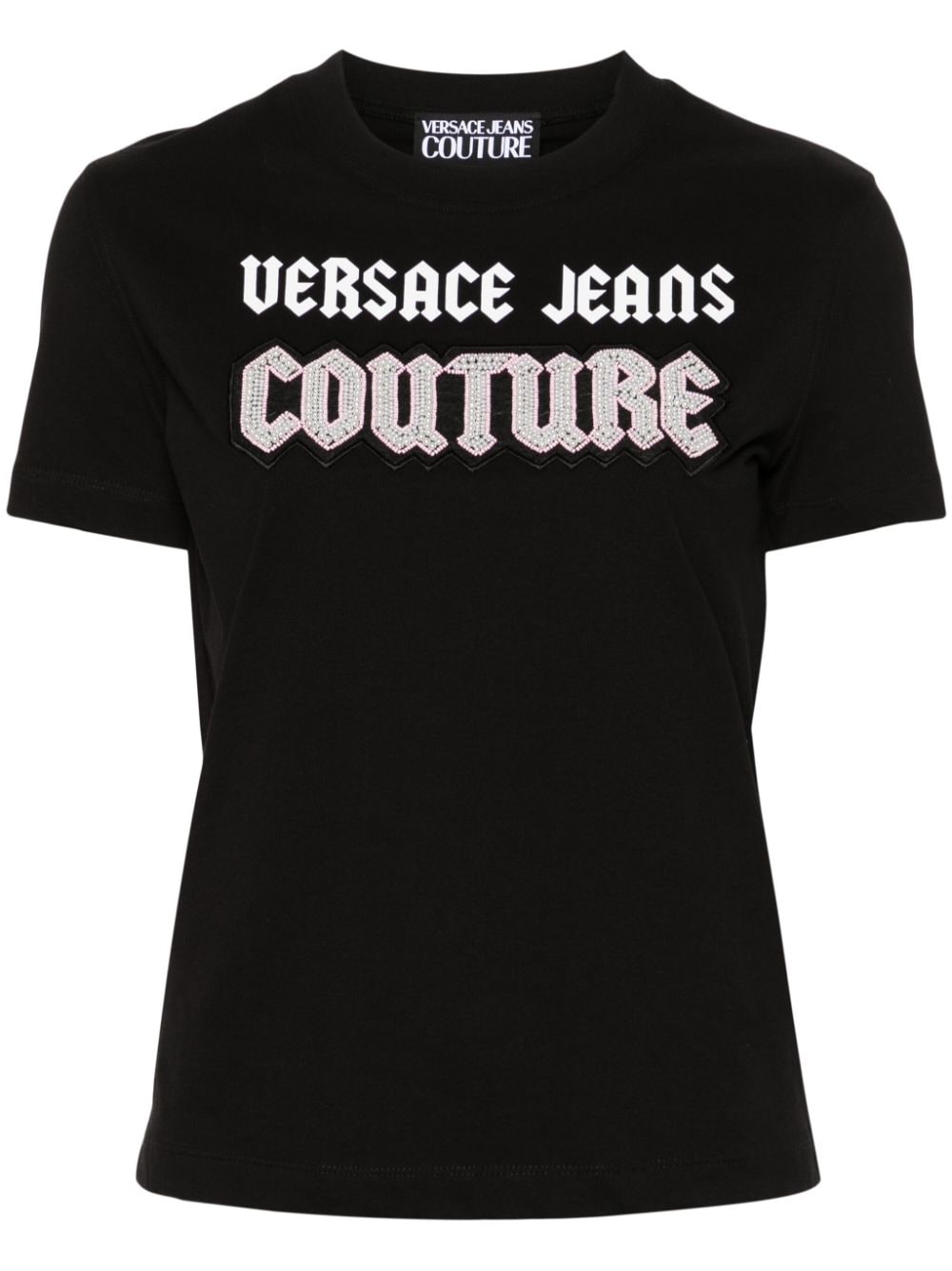 Versace Jeans Couture bead-embellished cotton T-shirt - Black von Versace Jeans Couture