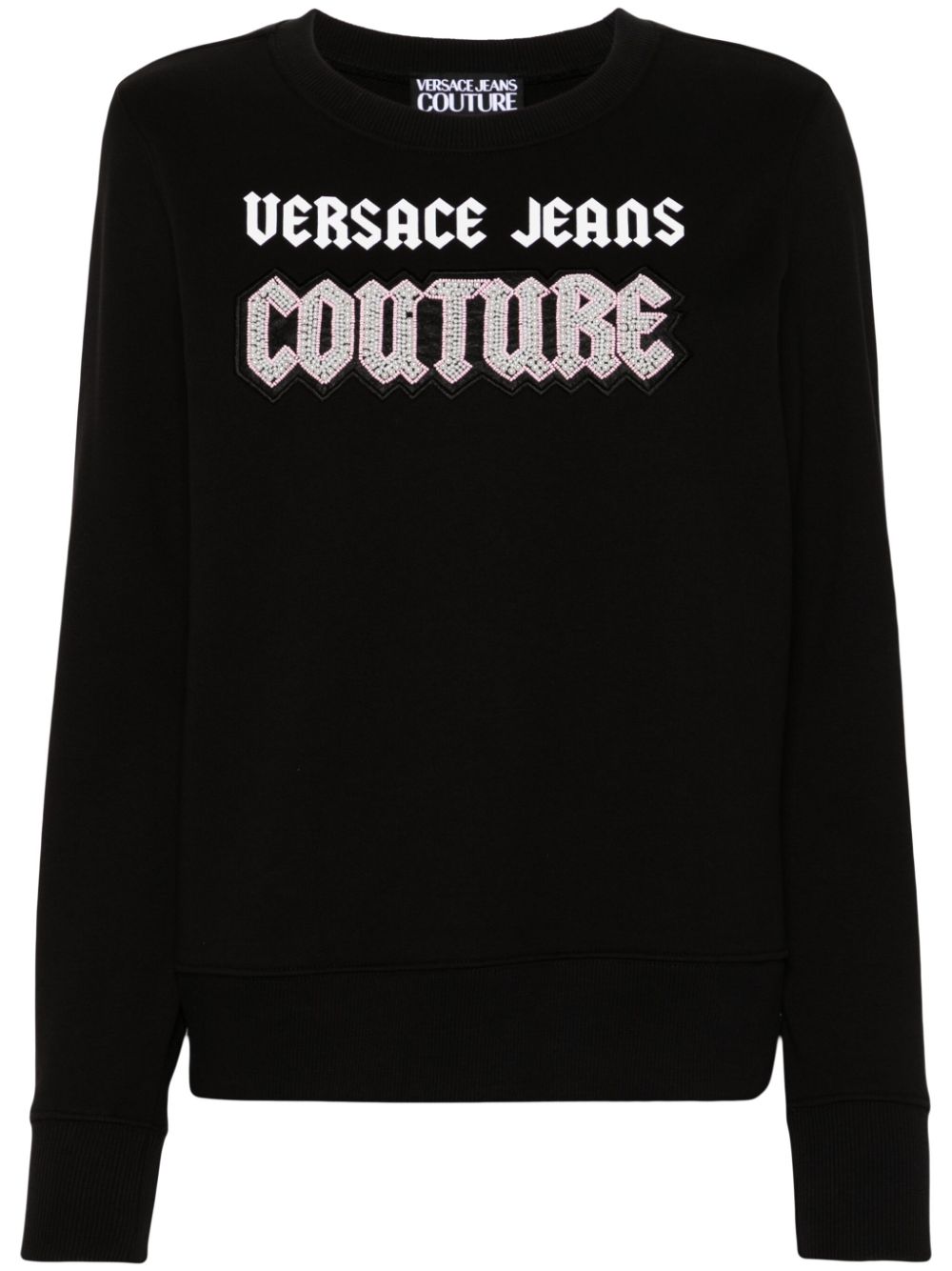 Versace Jeans Couture bead-embellished cotton sweatshirt - Black von Versace Jeans Couture