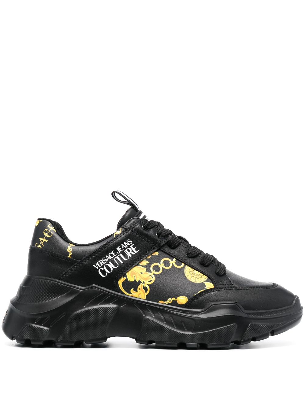 Versace Jeans Couture chain-link print leather low-top sneakers - Black von Versace Jeans Couture