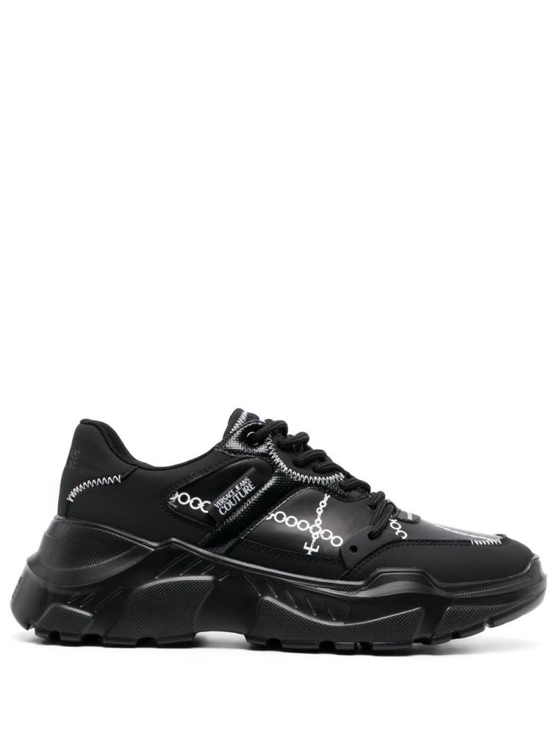 Versace Jeans Couture chain-link print leather sneakers - Black von Versace Jeans Couture