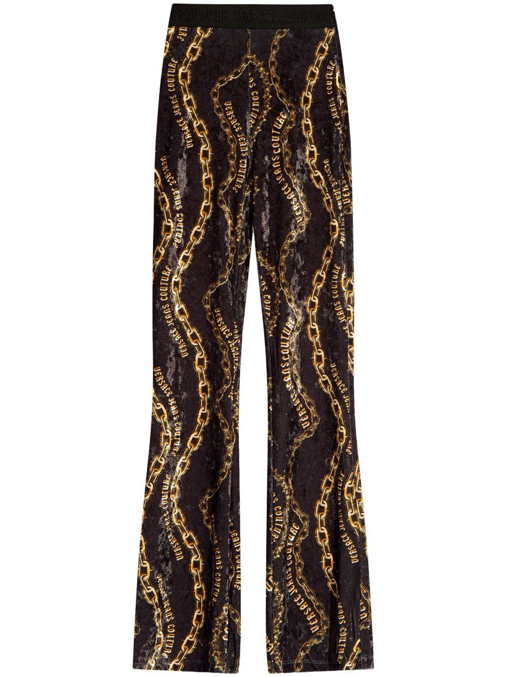 Versace Jeans Couture chain-print flared leggings - Black von Versace Jeans Couture