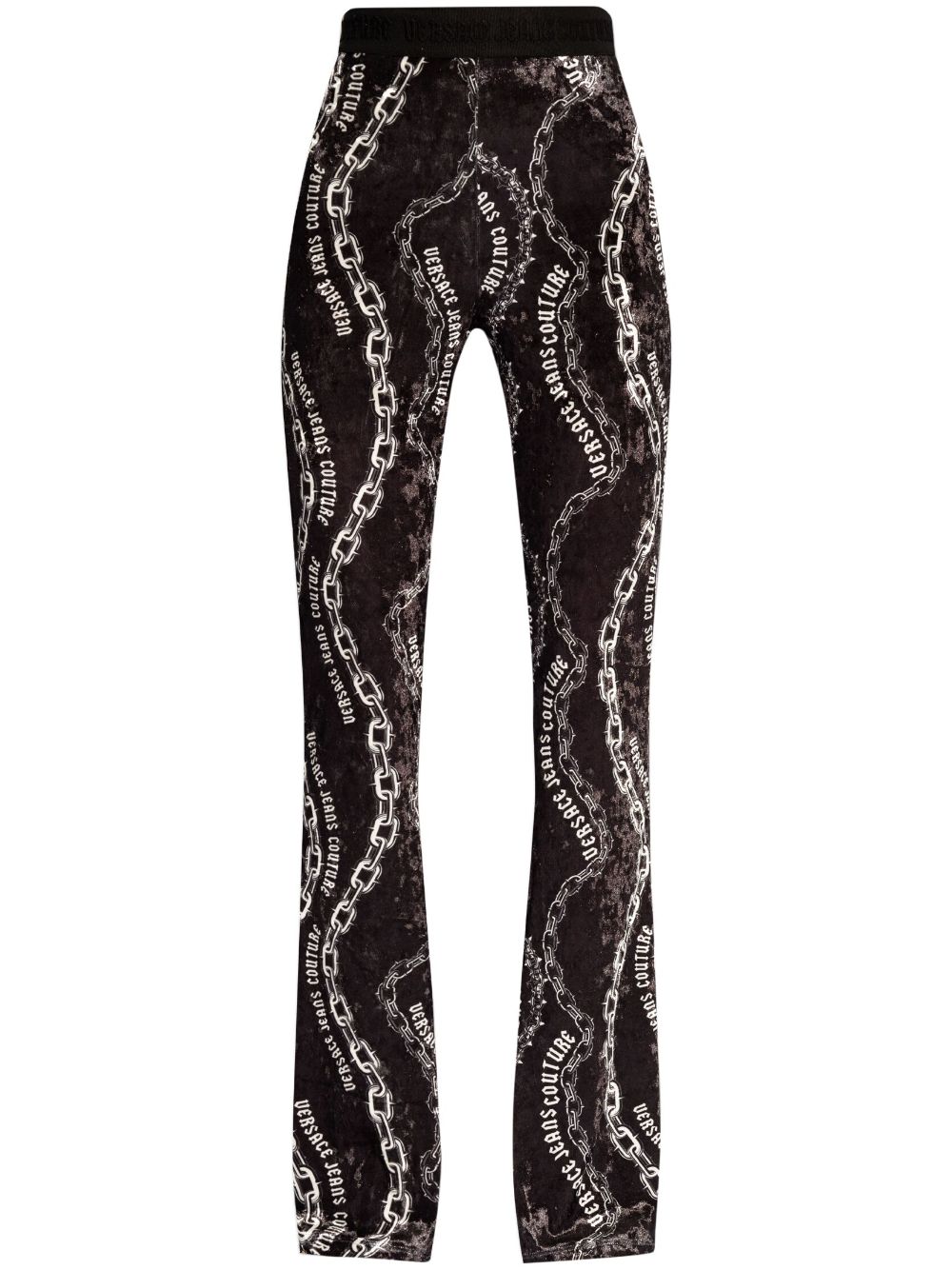 Versace Jeans Couture chain-print flared trousers - Black von Versace Jeans Couture