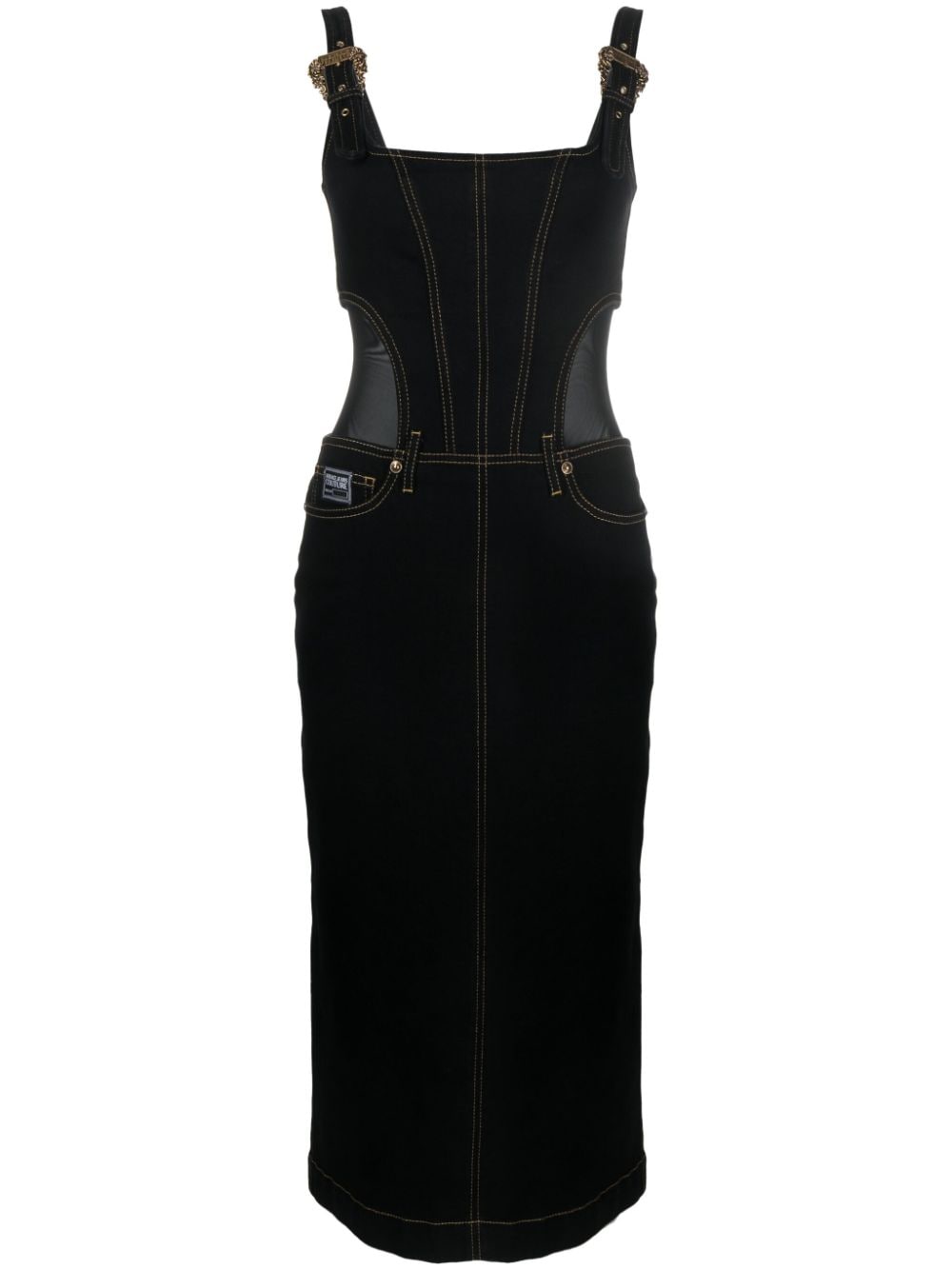 Versace Jeans Couture contrast-stitching denim dress - Black von Versace Jeans Couture