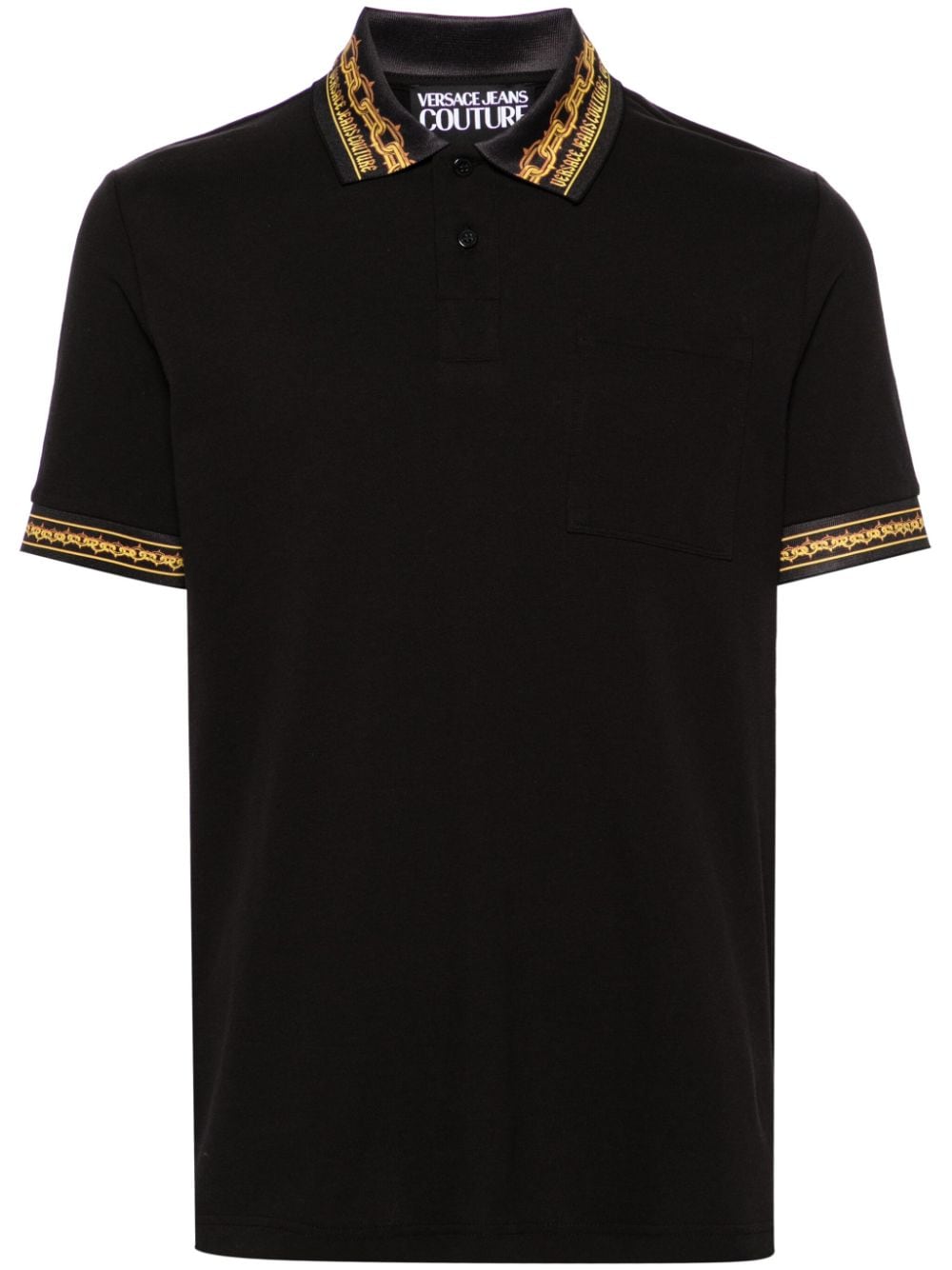 Versace Jeans Couture contrasting-trim piqué polo shirt - Black von Versace Jeans Couture