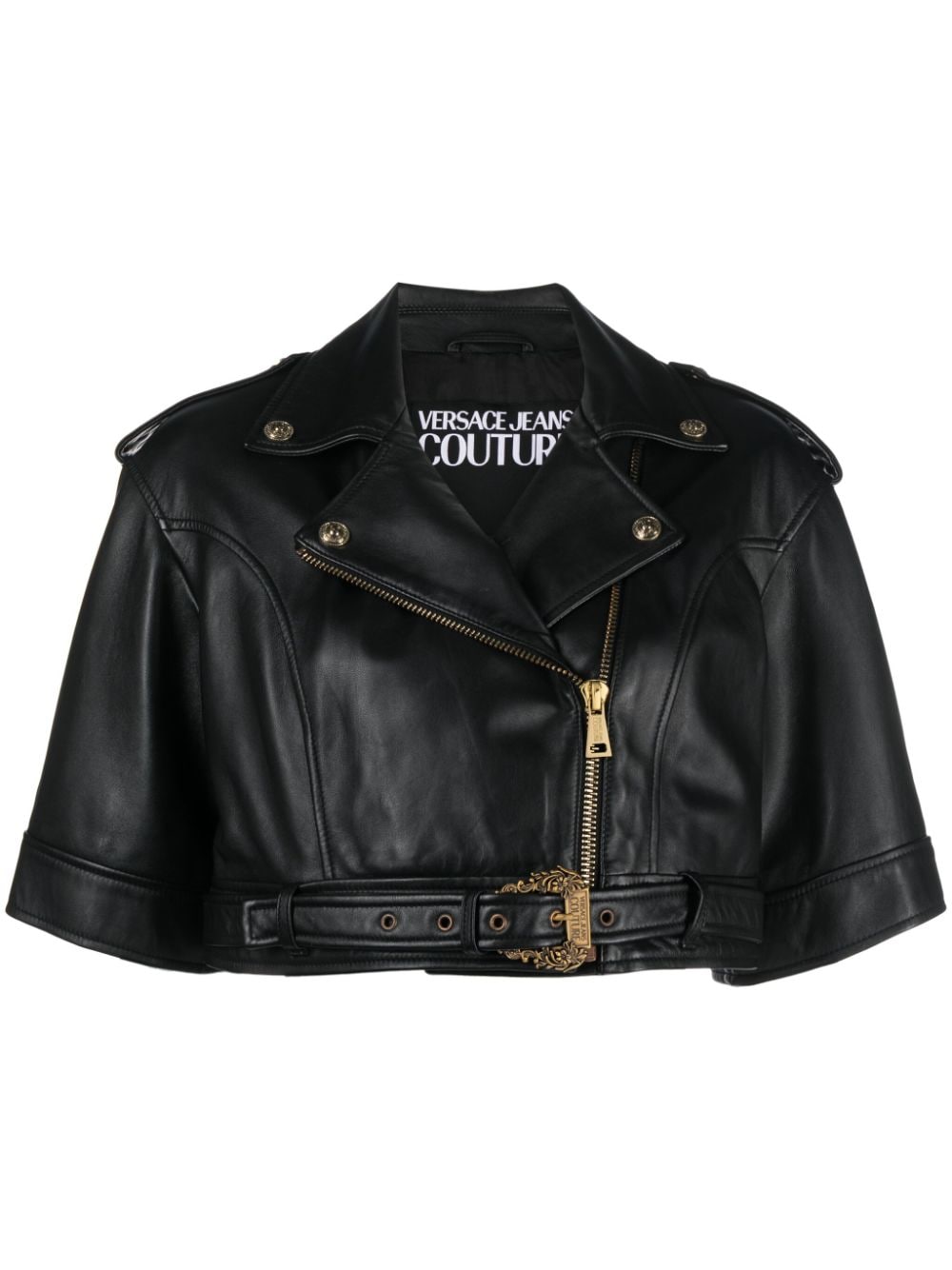 Versace Jeans Couture cropped leather jacket - Black von Versace Jeans Couture