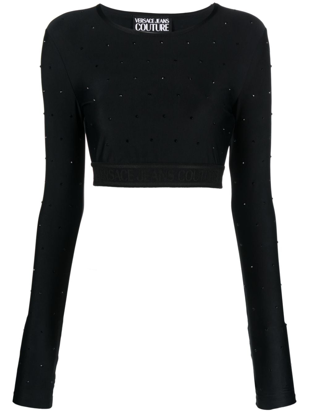 Versace Jeans Couture crystal-embellished crop top - Black von Versace Jeans Couture