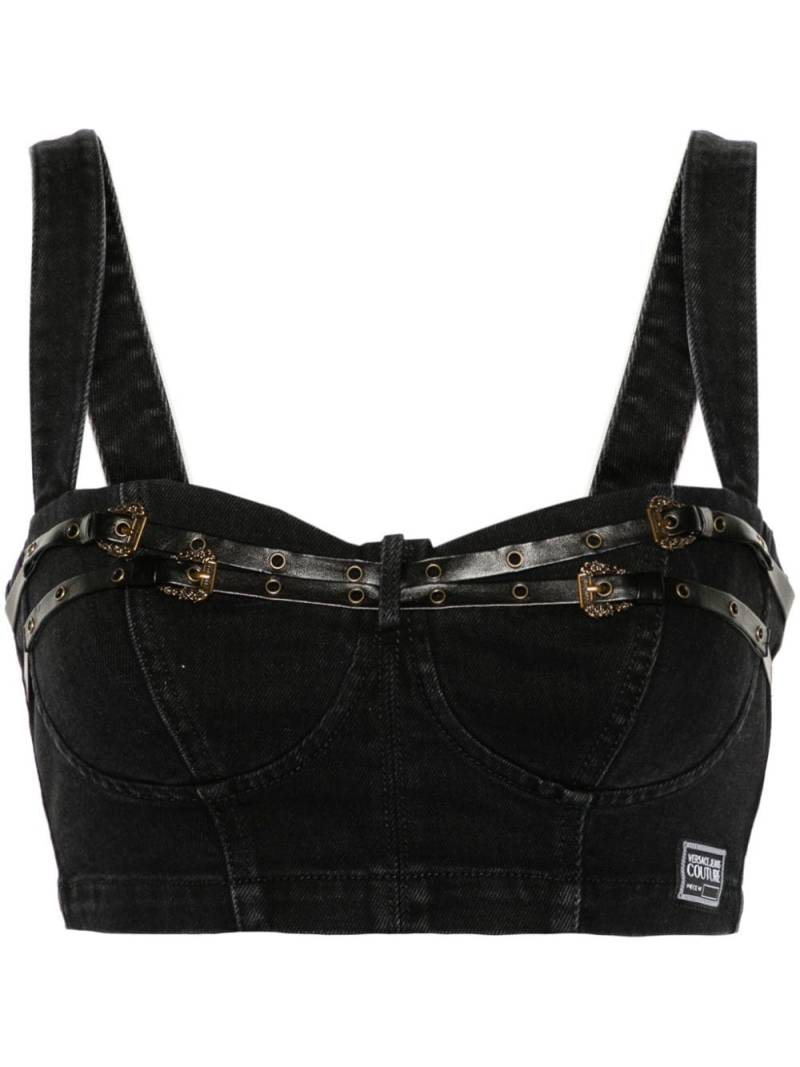 Versace Jeans Couture decorative-buckle crop top - Black von Versace Jeans Couture