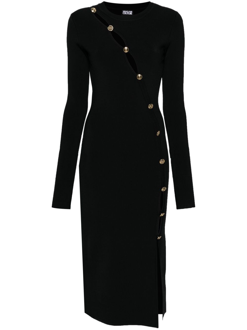 Versace Jeans Couture decorative-buttons knitted midi dress - Black von Versace Jeans Couture