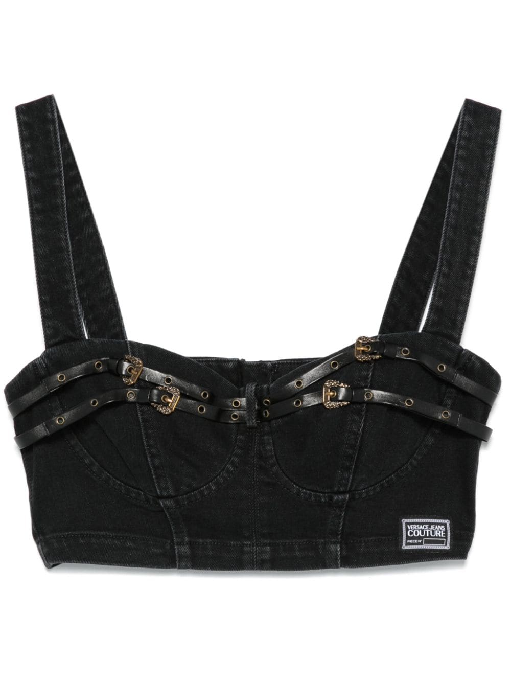 Versace Jeans Couture denim bustier top - Black von Versace Jeans Couture