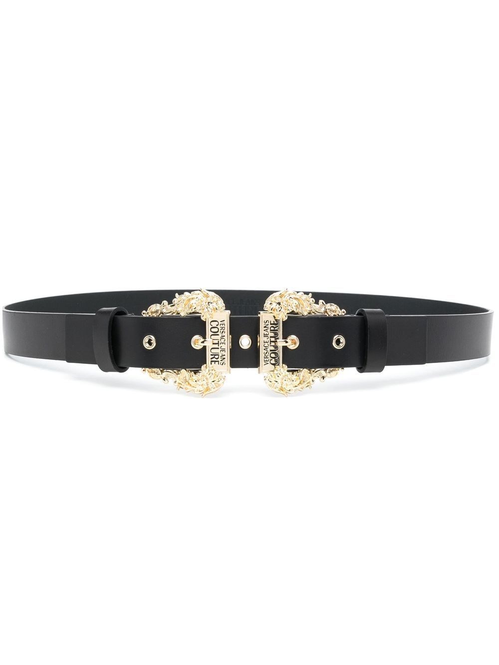 Versace Jeans Couture double buckle-fastening leather belt - Black von Versace Jeans Couture