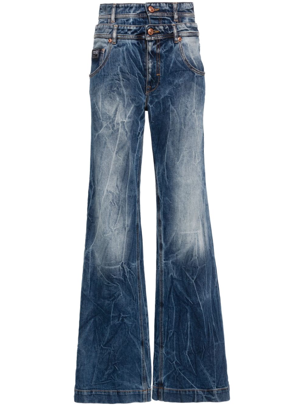 Versace Jeans Couture double-waist wide-leg jeans - Blue von Versace Jeans Couture
