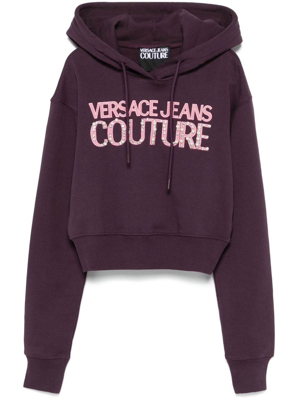 Versace Jeans Couture embroidered-logo cropped hoodie - Purple von Versace Jeans Couture