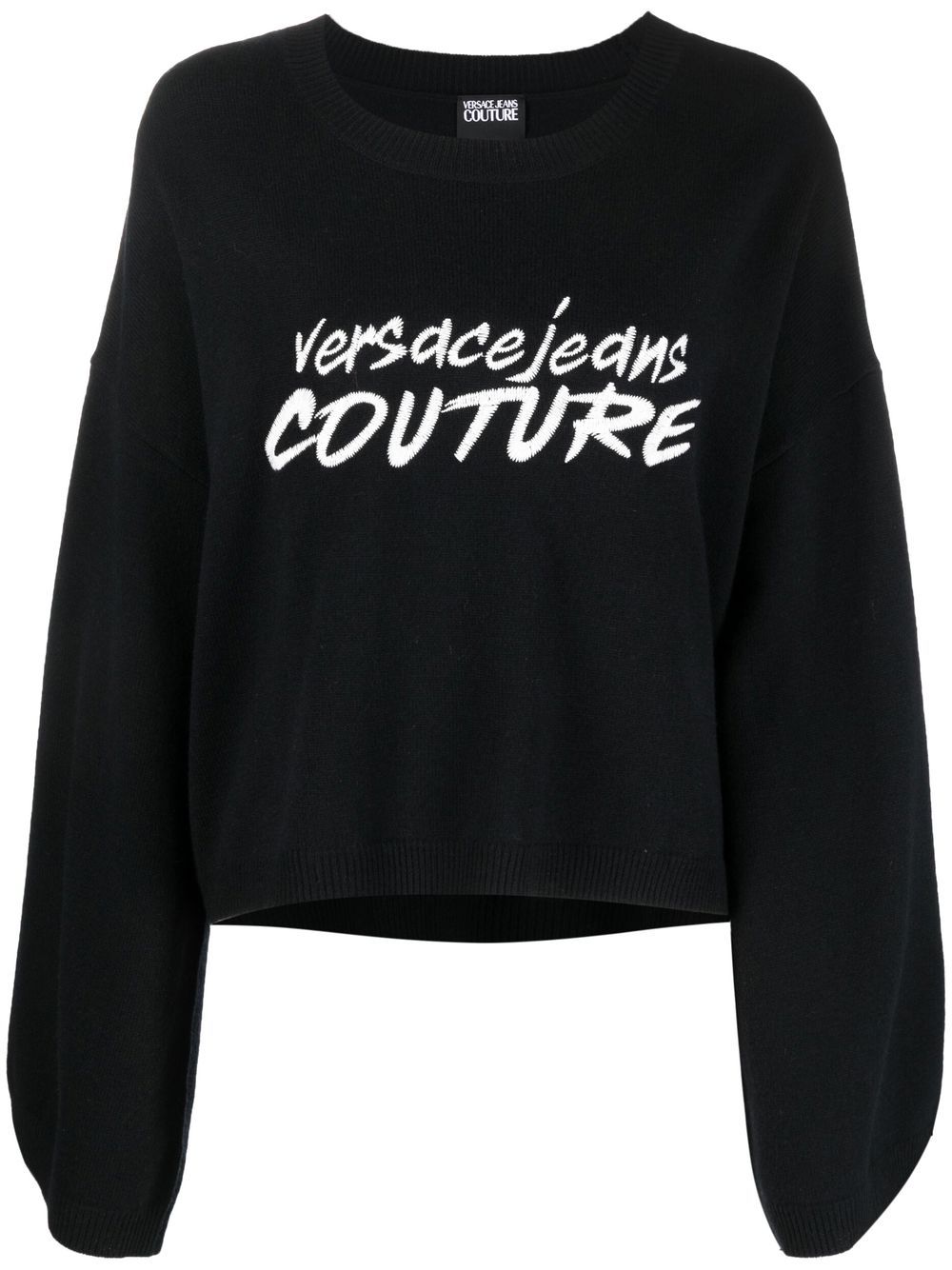 Versace Jeans Couture embroidered-logo wide-sleeve jumper - Black von Versace Jeans Couture