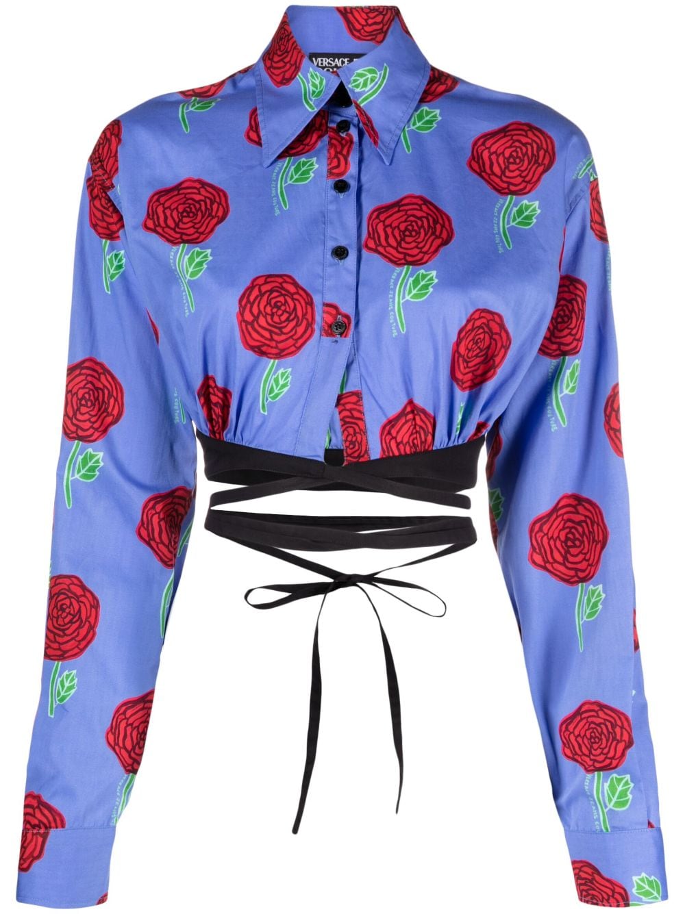 Versace Jeans Couture floral-print cropped blouse - Blue von Versace Jeans Couture