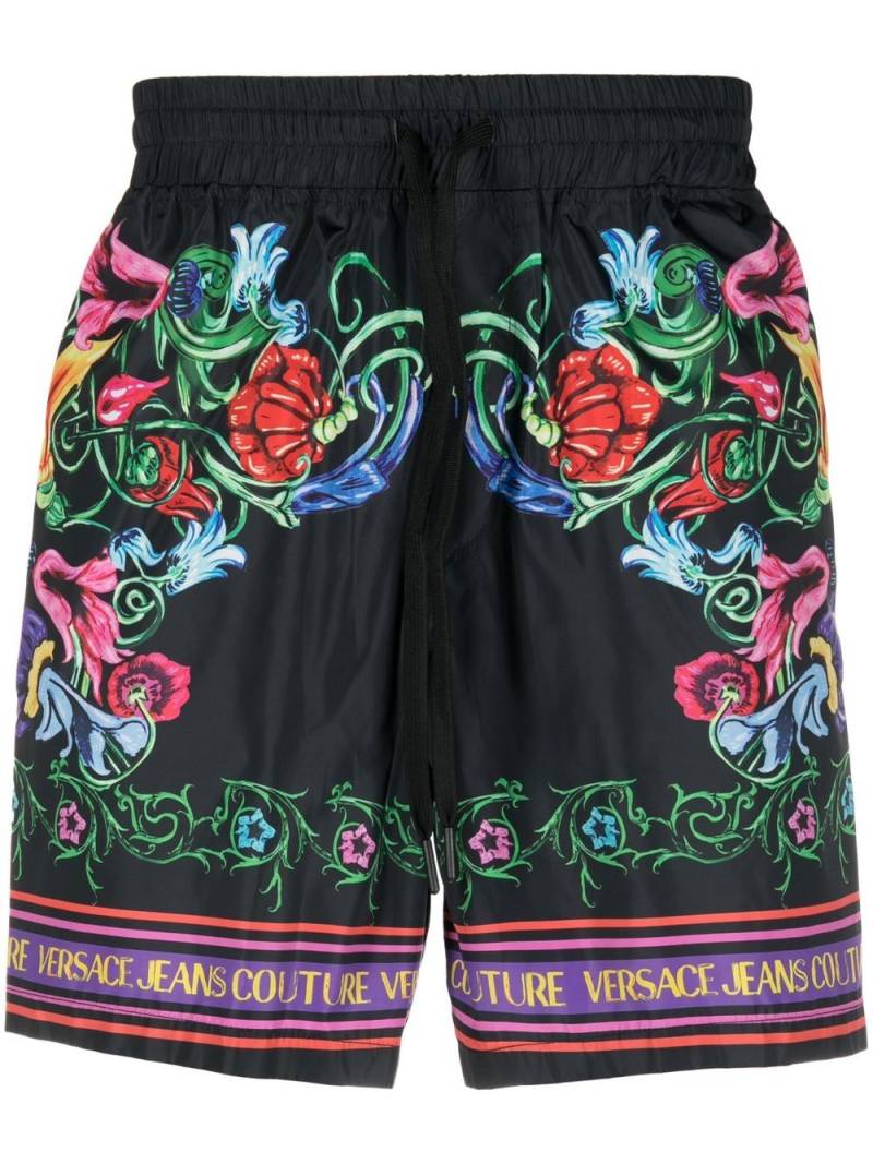 Versace Jeans Couture floral-print drawstring shorts - Black von Versace Jeans Couture