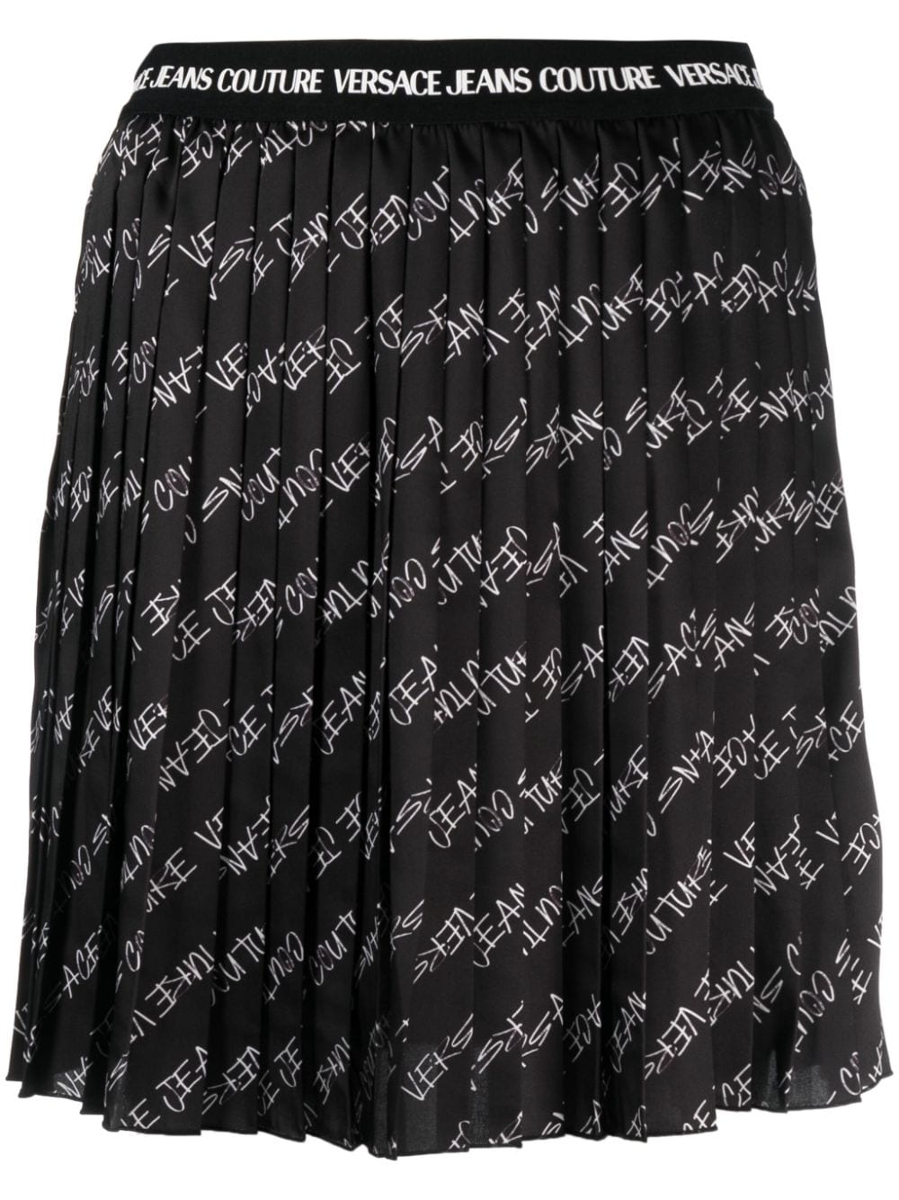 Versace Jeans Couture fully-pleated logo-print miniskirt - Black von Versace Jeans Couture