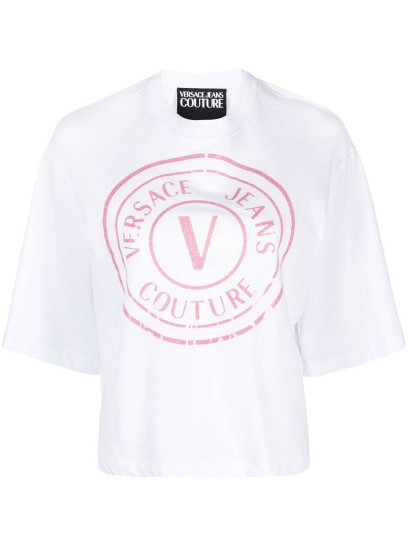 Versace Jeans Couture glittered logo-print cotton T-shirt - White von Versace Jeans Couture