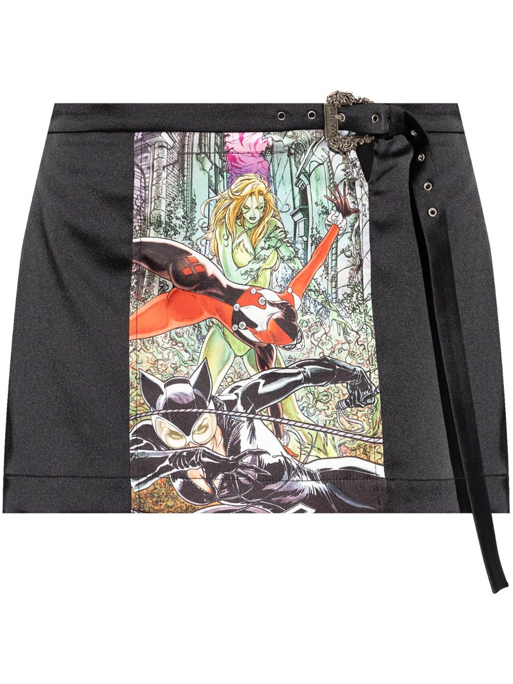 Versace Jeans Couture graphic-print belted mini skirt - Black von Versace Jeans Couture