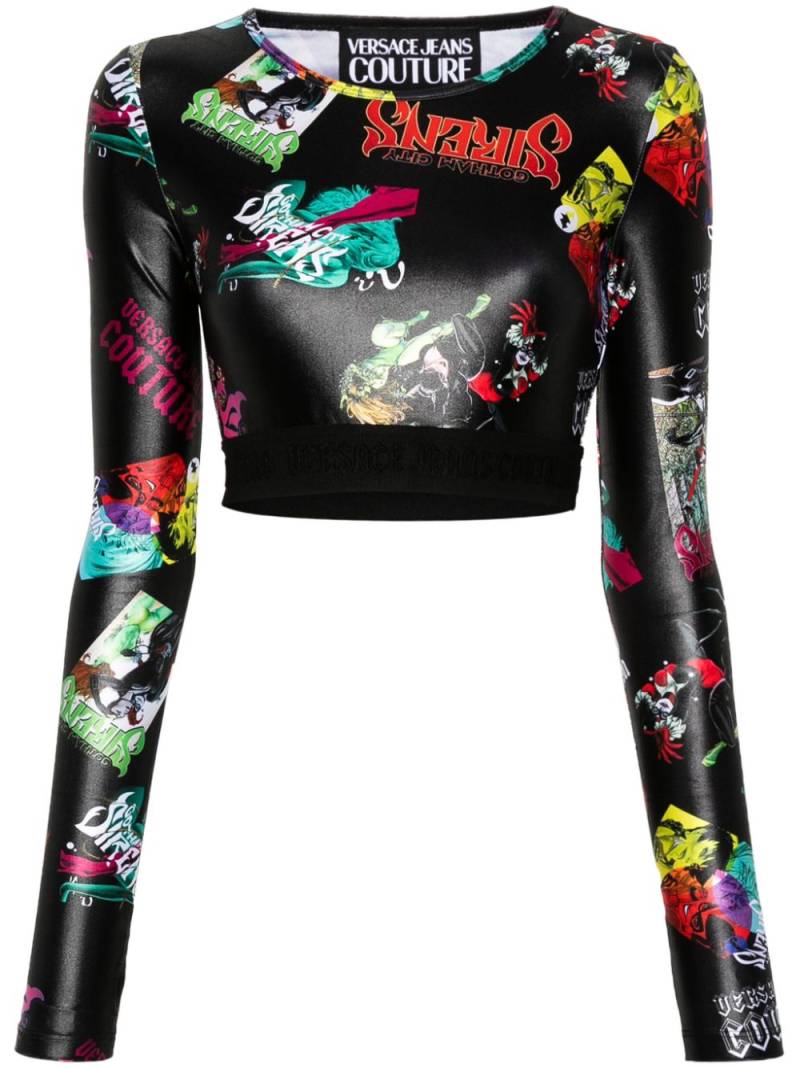 Versace Jeans Couture graphic-print cropped T-shirt - Black von Versace Jeans Couture