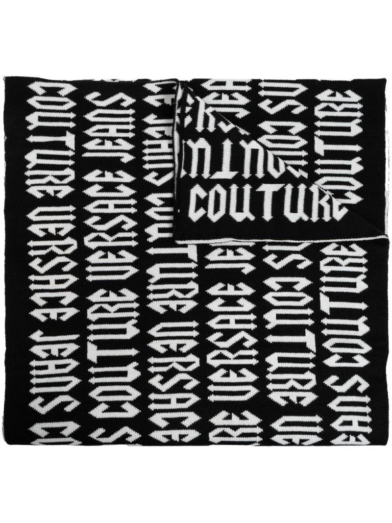 Versace Jeans Couture intarsia knit-logo scarf - Black von Versace Jeans Couture