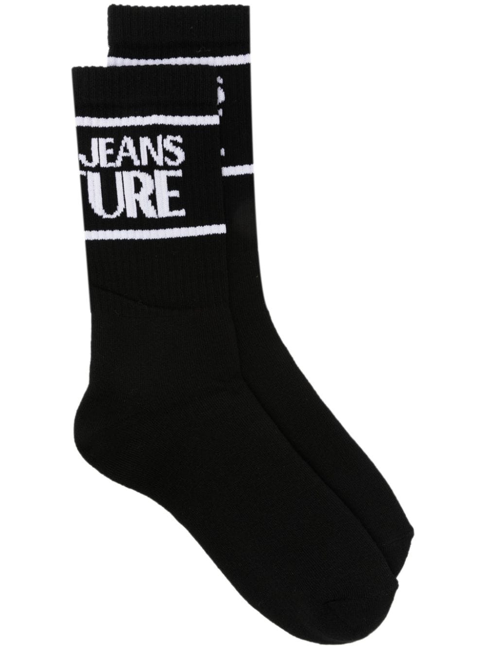 Versace Jeans Couture intarsia-knit logo socks - Black von Versace Jeans Couture